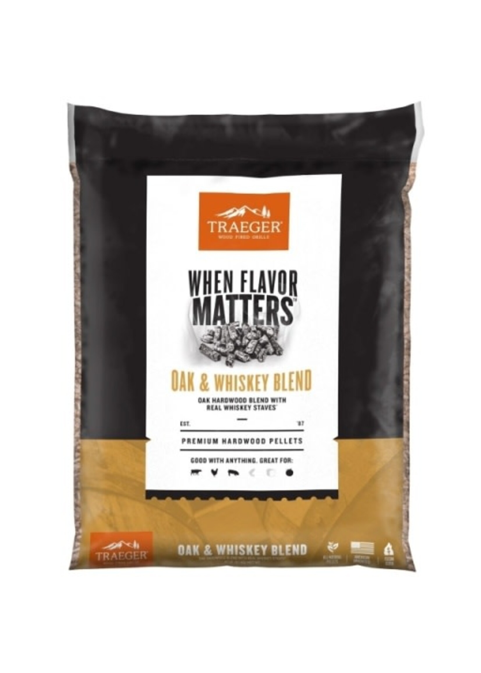 Traeger Grill Oak and Whiskey BLEND PELLETS (20LB BAG)