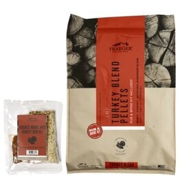 Traeger Grill Turkey Blend Wood Pellets + Orange Brine & Rub Kit 18 Lb Bag