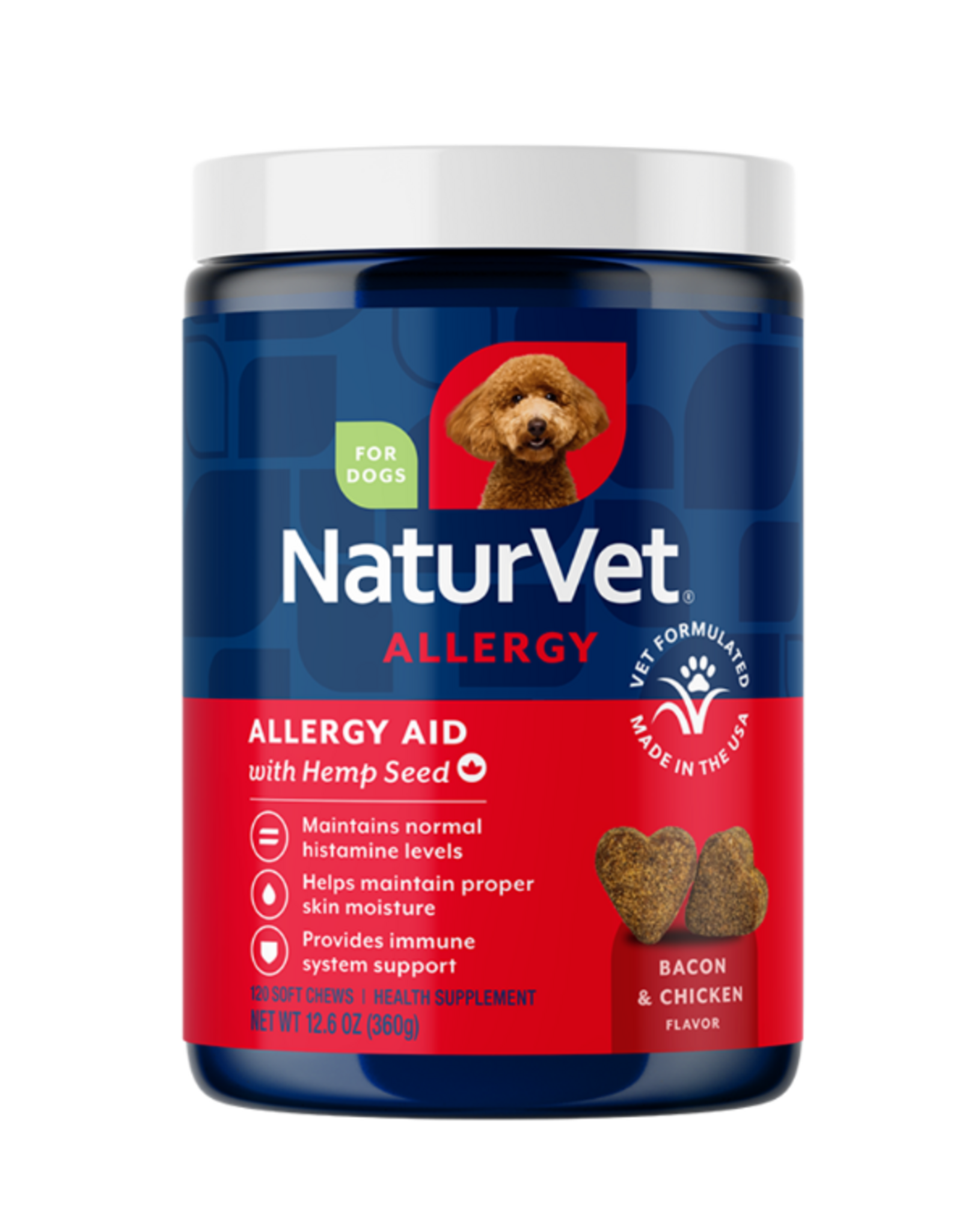 Naturvet NaturVet Hemp Allergy Aid Plus Hemp Seed for Dogs - 120 Soft Chews