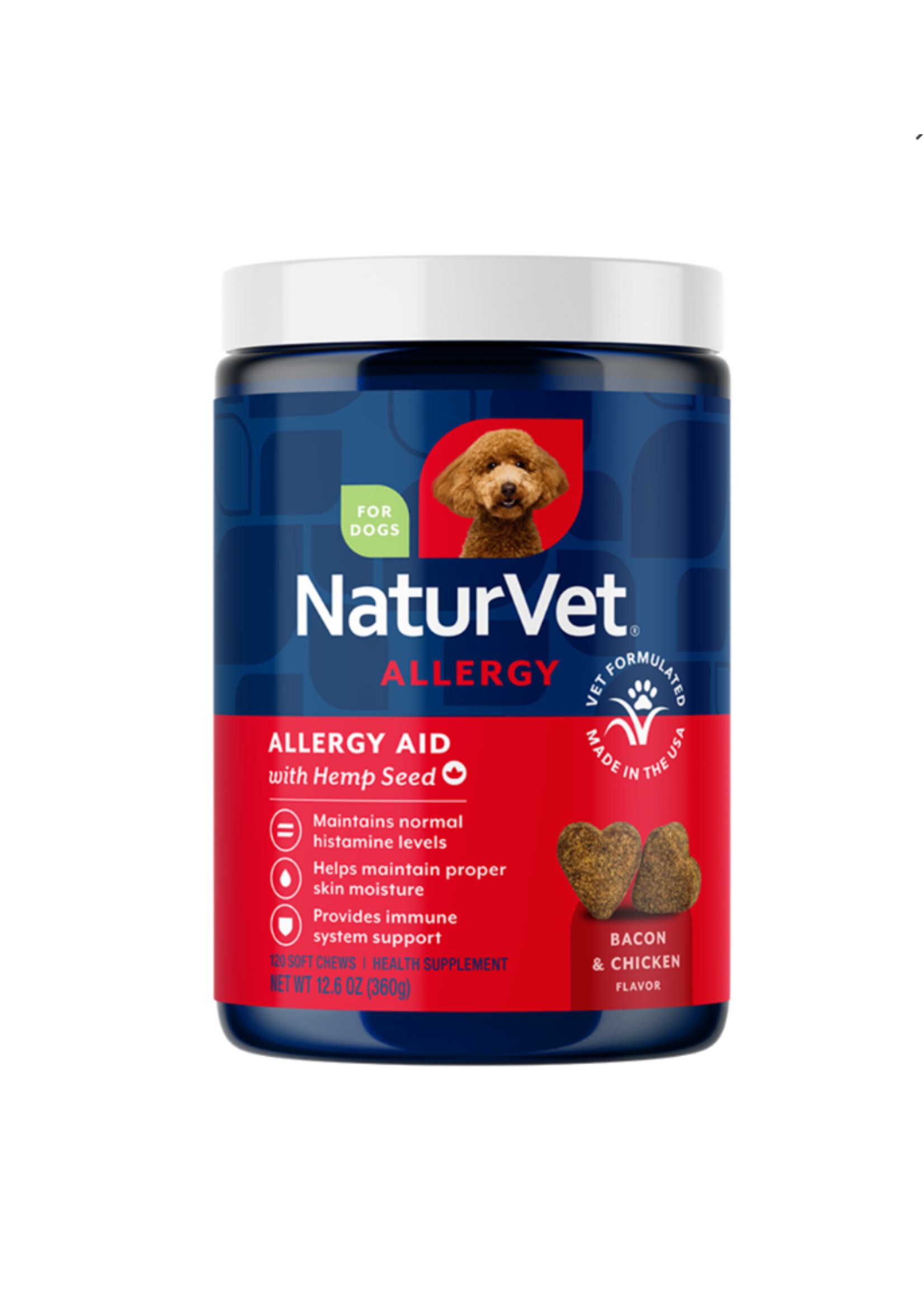 Naturvet NaturVet Hemp Allergy Aid Plus Hemp Seed for Dogs - 120 Soft Chews