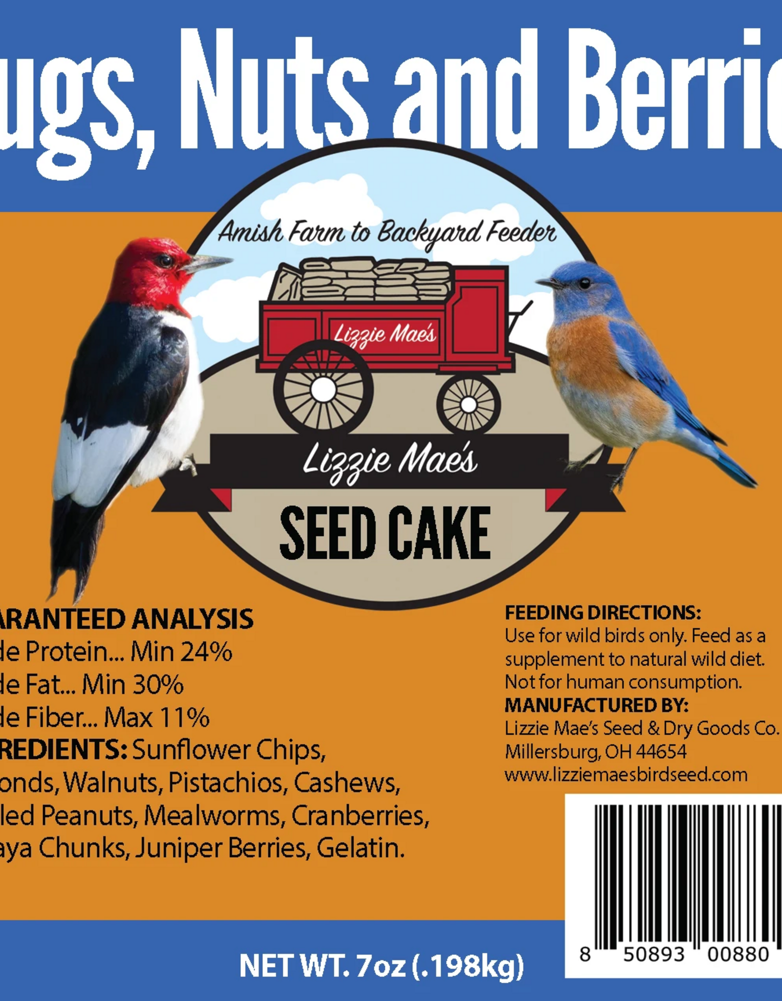 Lizzie Mae Lizzie Mae's Bugs, Nuts and Berries Seed Cake - 7 oz (12)