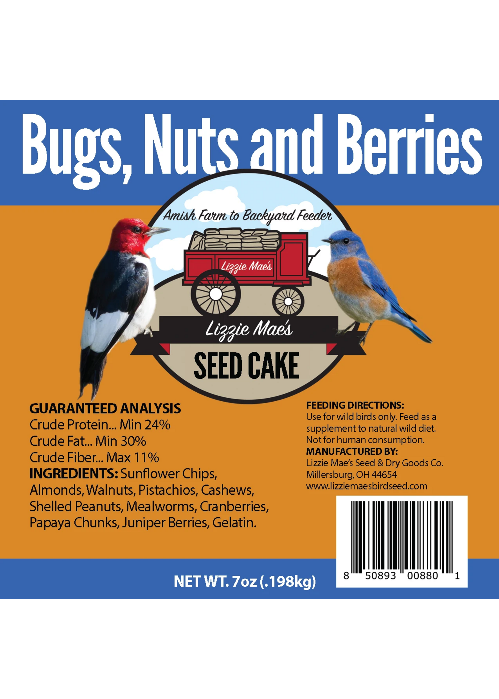 Lizzie Mae Lizzie Mae's Bugs, Nuts and Berries Seed Cake - 7 oz (12)