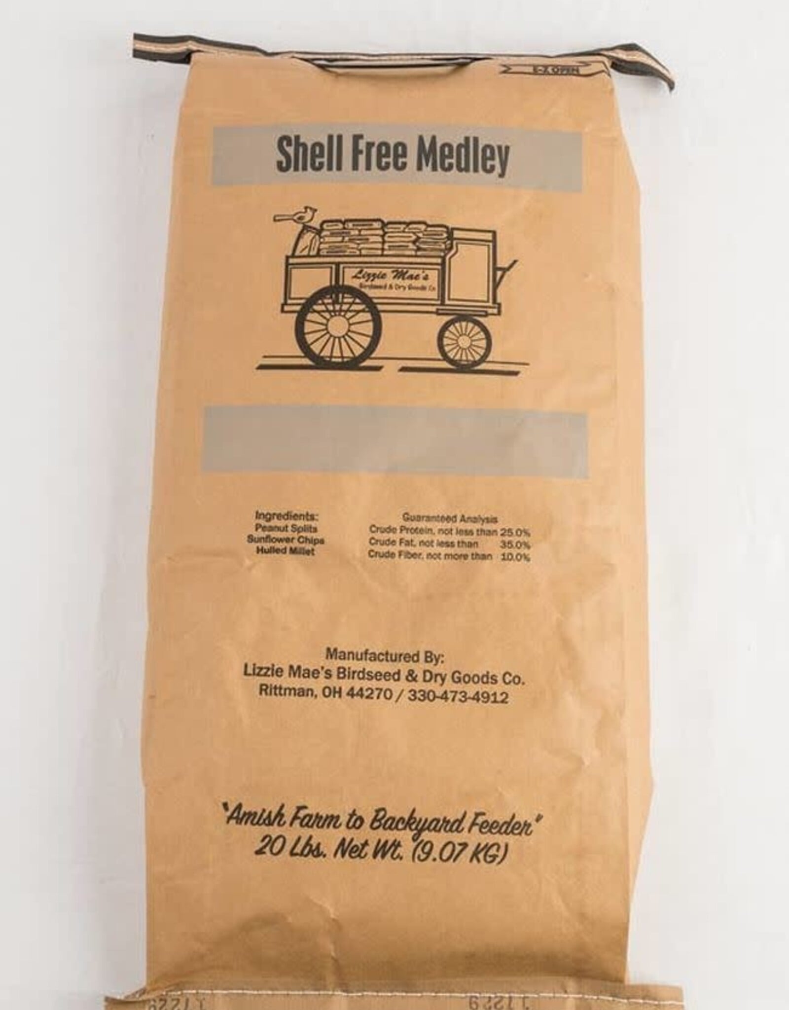 Lizzie Mae Lizzie Mae's Shell Free Medley Wild Bird Seed Blend - 20 lb