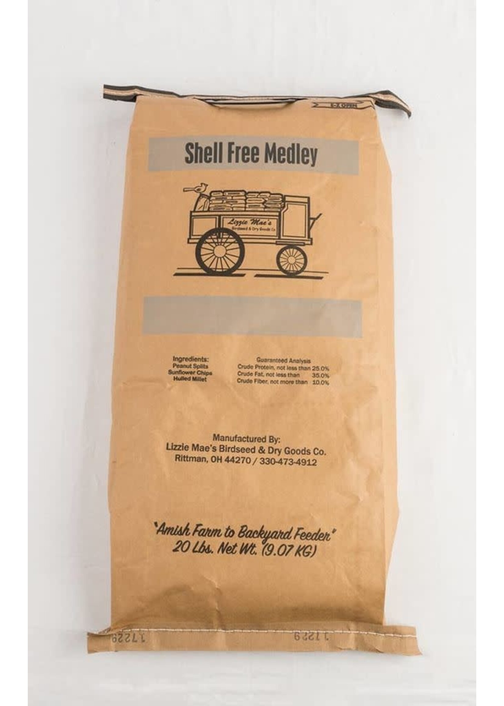 Lizzie Mae Lizzie Mae's Shell Free Medley Wild Bird Seed Blend - 20 lb