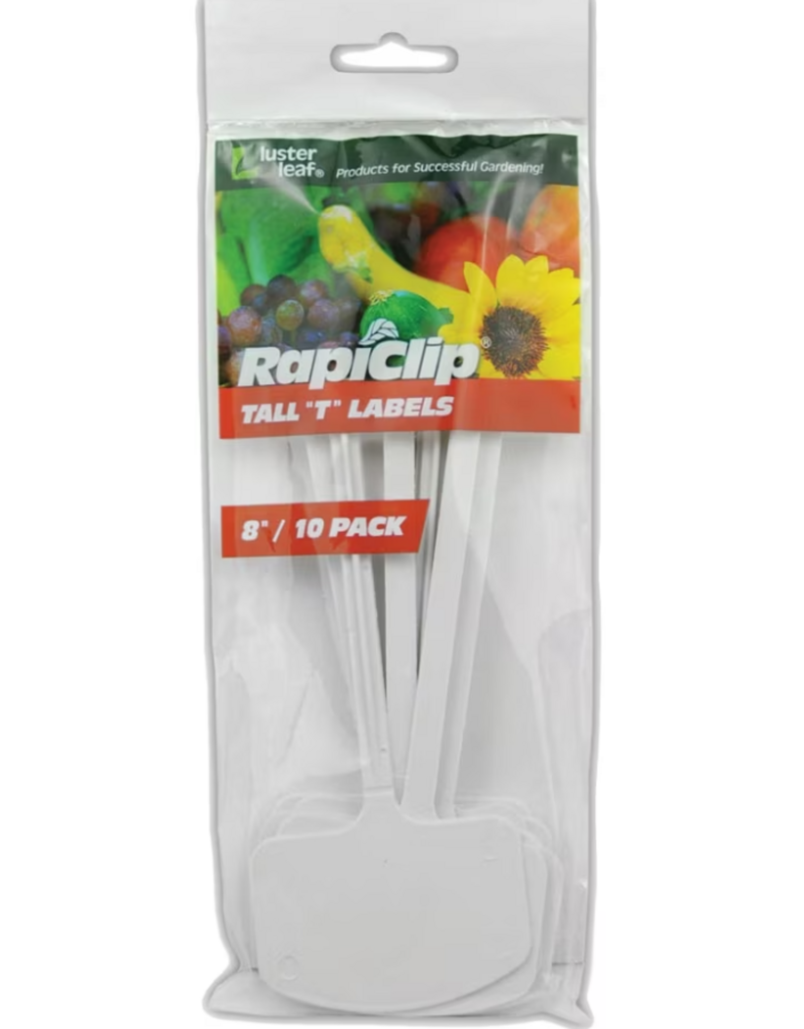 Luster Leaf Rapiclip Large Plastic T Label - 8 in White, Pack of 10
