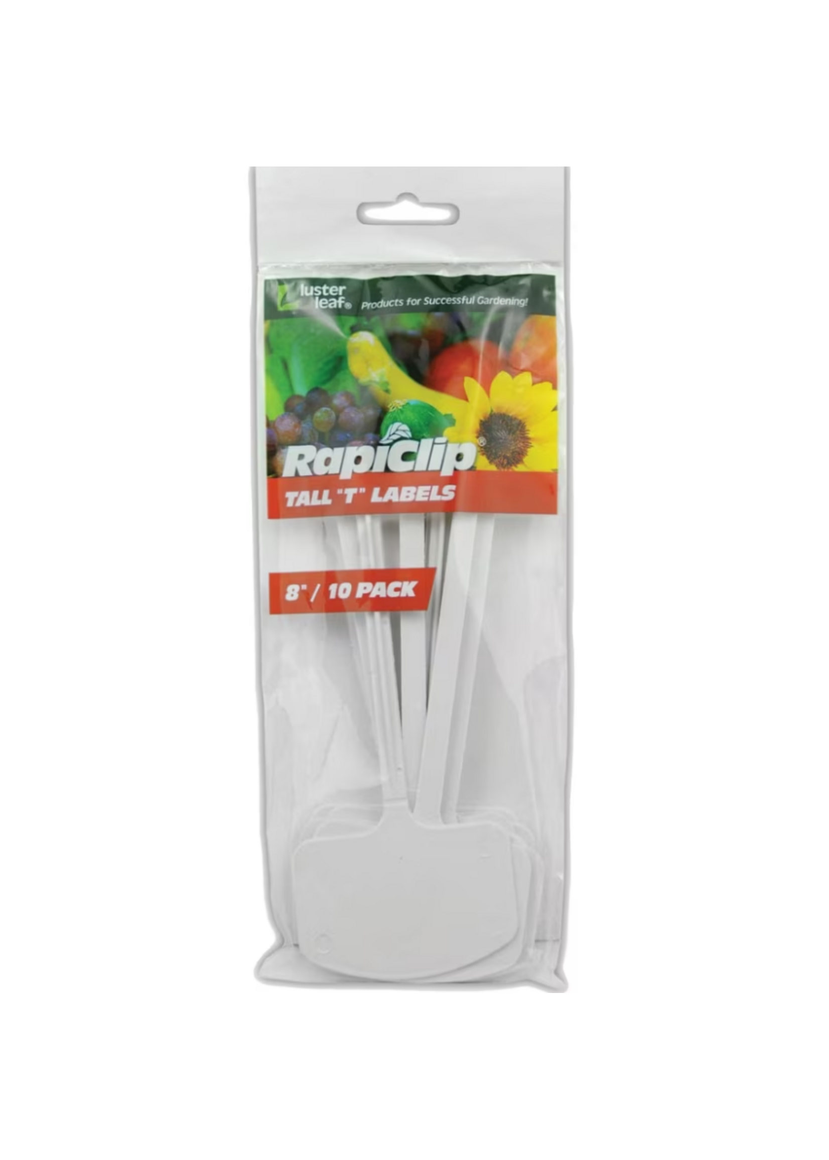 Luster Leaf Rapiclip Large Plastic T Label - 8 in White, Pack of 10