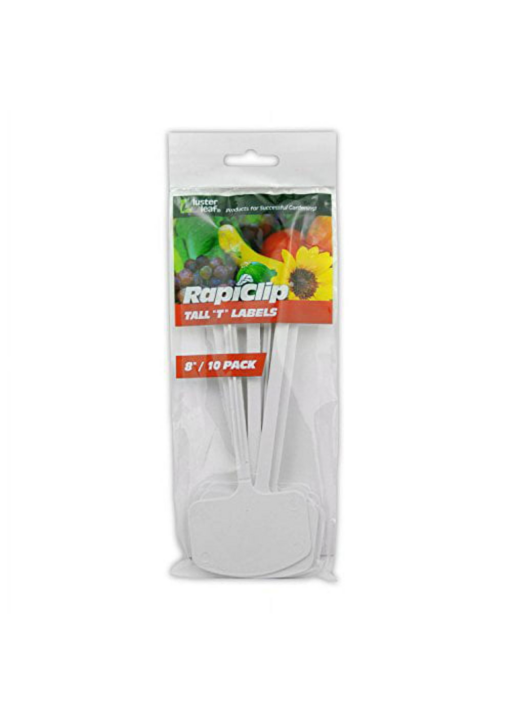 Luster Leaf Rapiclip Large Plastic T Label - 8 in White, Pack of 10