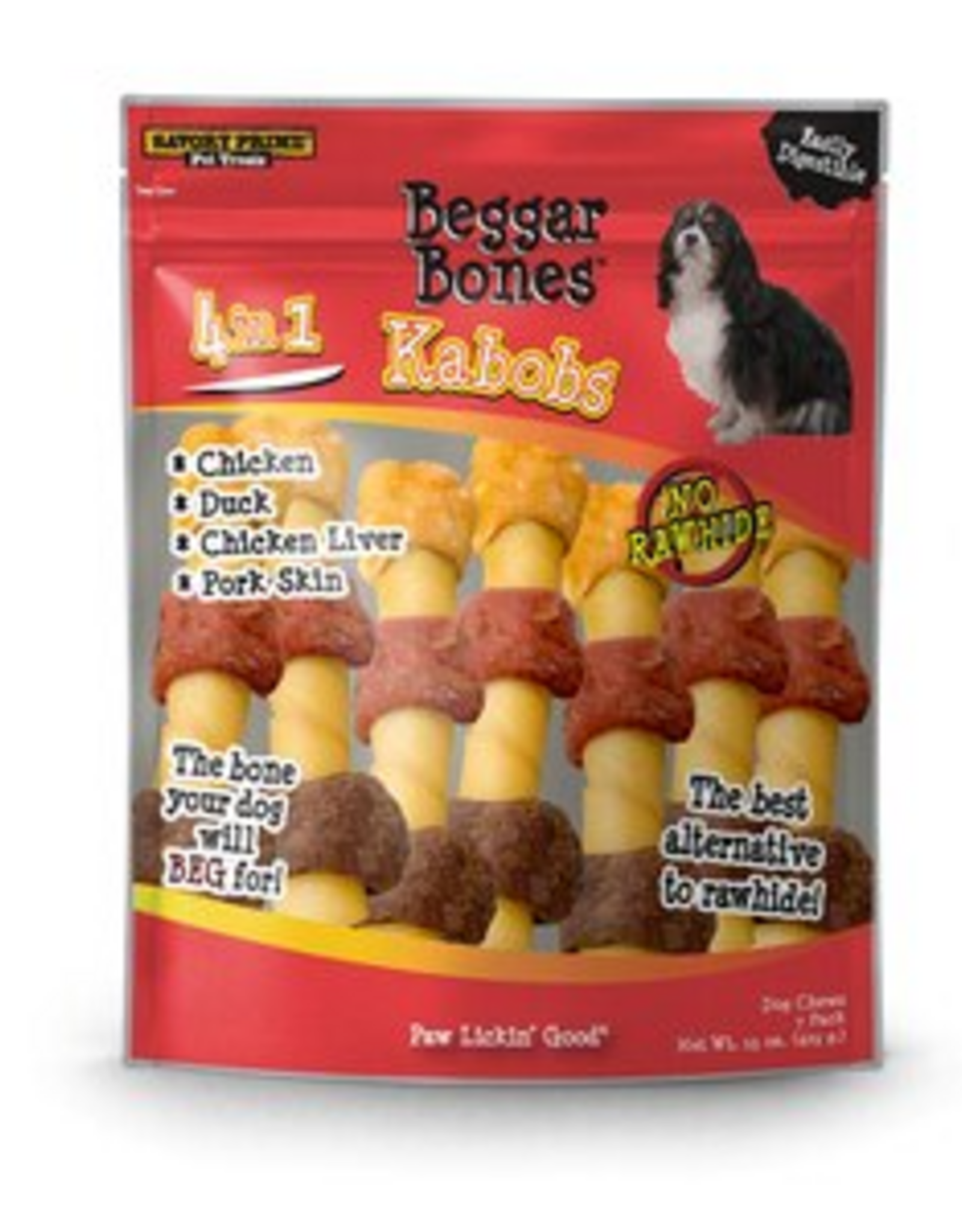 Savory Prime Beggar Bone 5 in 1 Kabobs Dog Treats - 7 Count / 5 Inches (Stick)