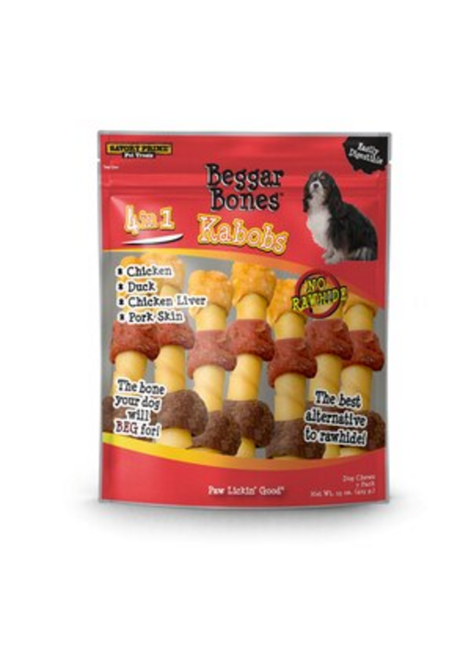 Savory Prime Beggar Bone 5 in 1 Kabobs Dog Treats - 7 Count / 5 Inches (Stick)