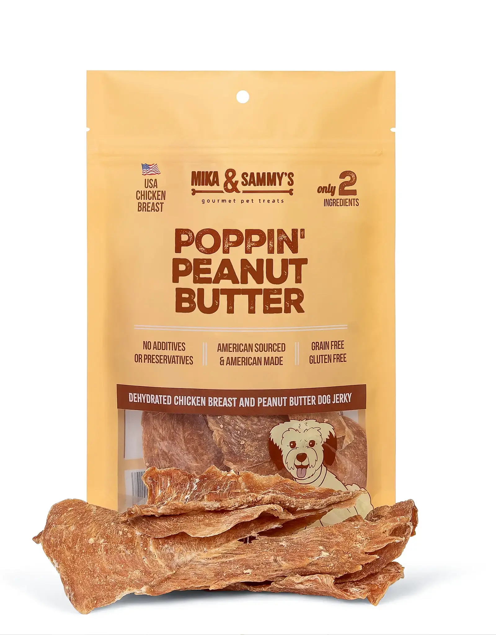 Mika & Sammy's Poppin’ Peanut Butter Jerky Dog Treats - 5 oz
