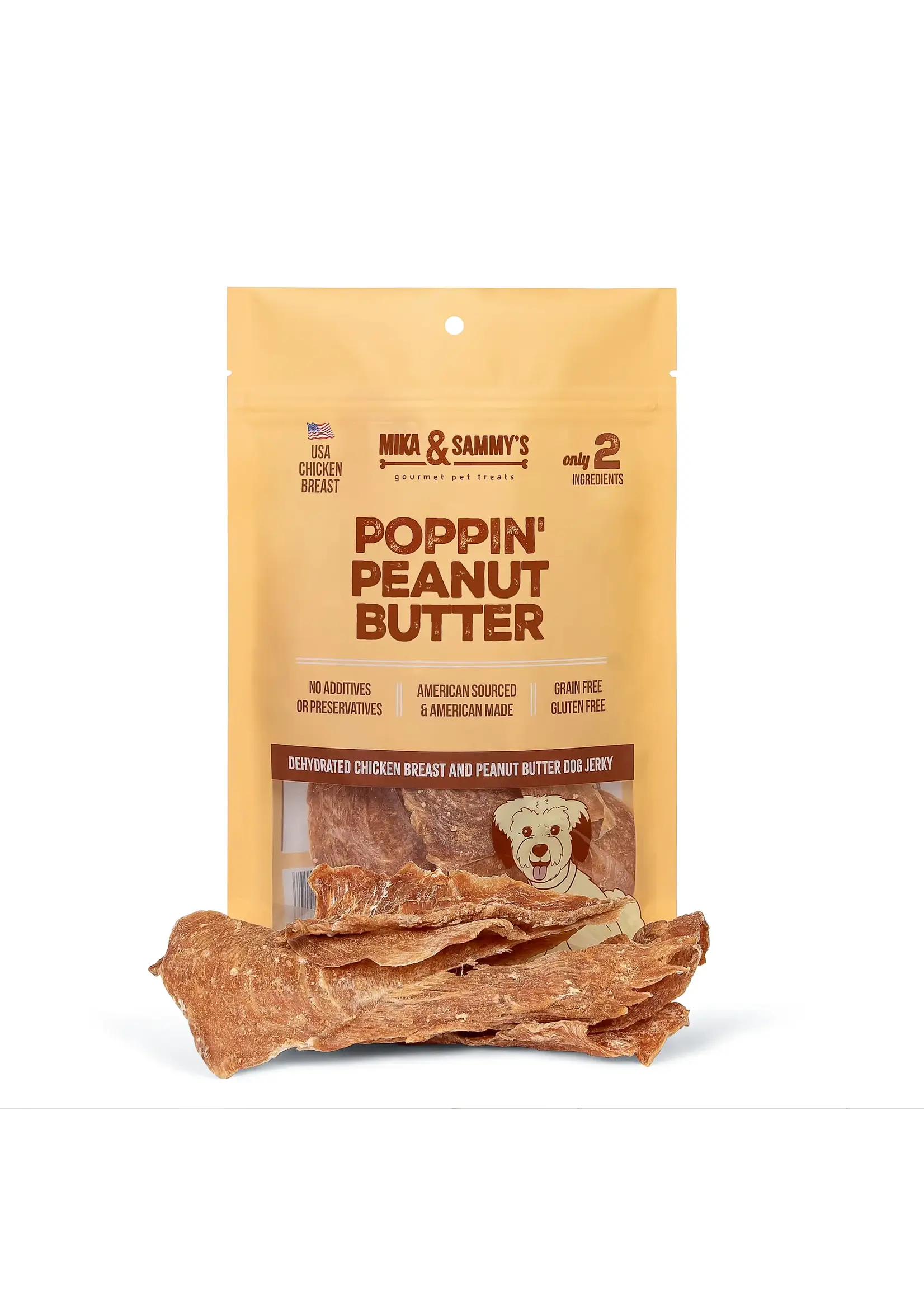 Mika & Sammy's Poppin’ Peanut Butter Jerky Dog Treats - 5 oz