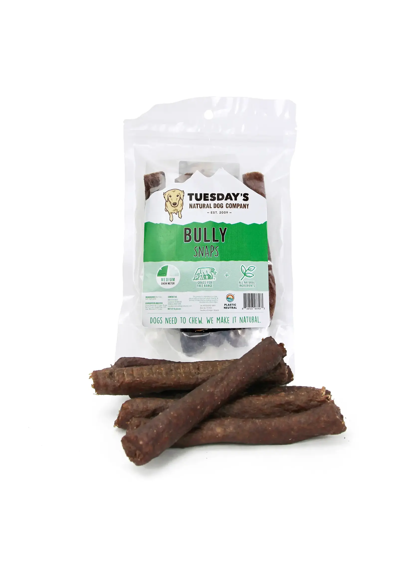 Tuesday's Natural Dog Company Bully Snaps - 5" | Pack of Six