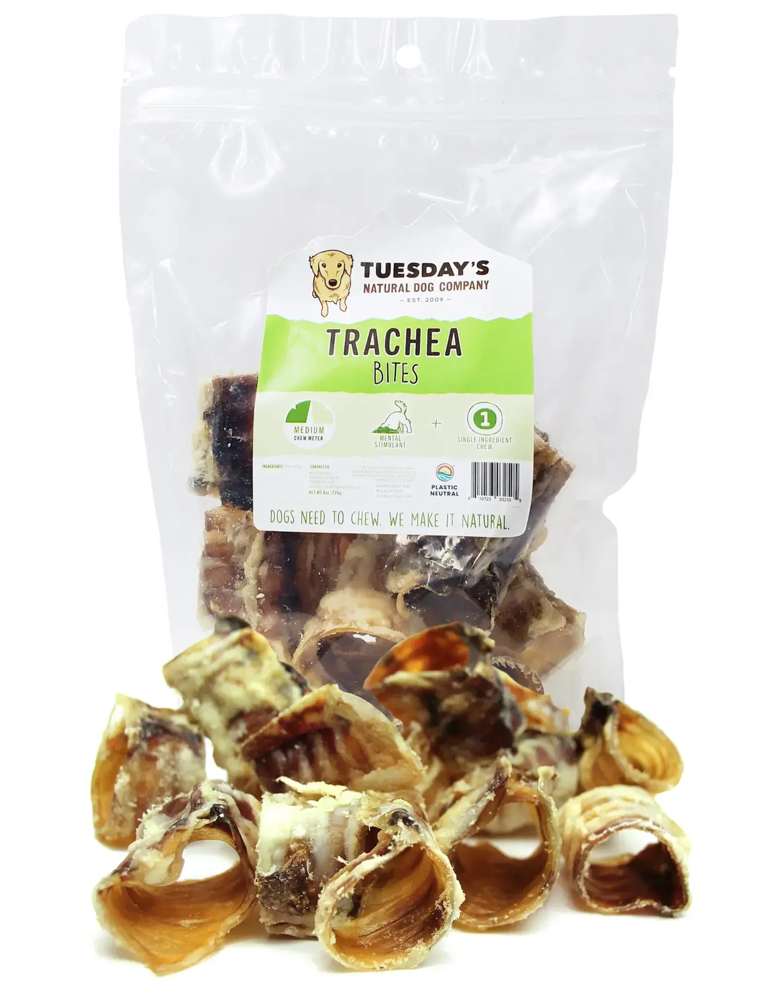 Tuesday's Natural Dog Company 5" Beef Trachea Bites - 8 oz