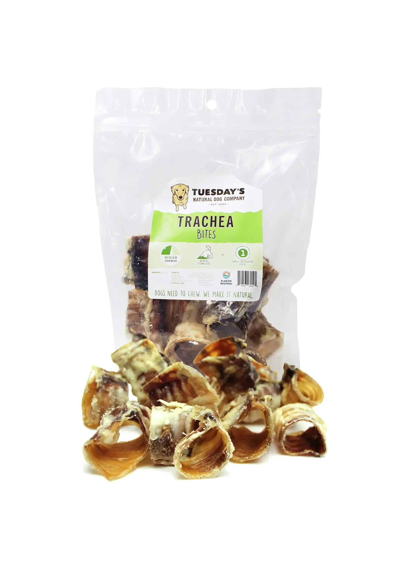 Tuesday's Natural Dog Company Beef Trachea Bites - 5" | 8 oz Bag