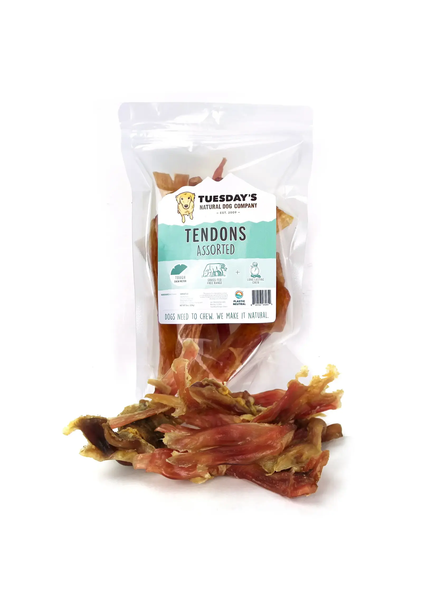 Tuesday's Natural Dog Company Assorted Beef Tendons - 8 oz Bag