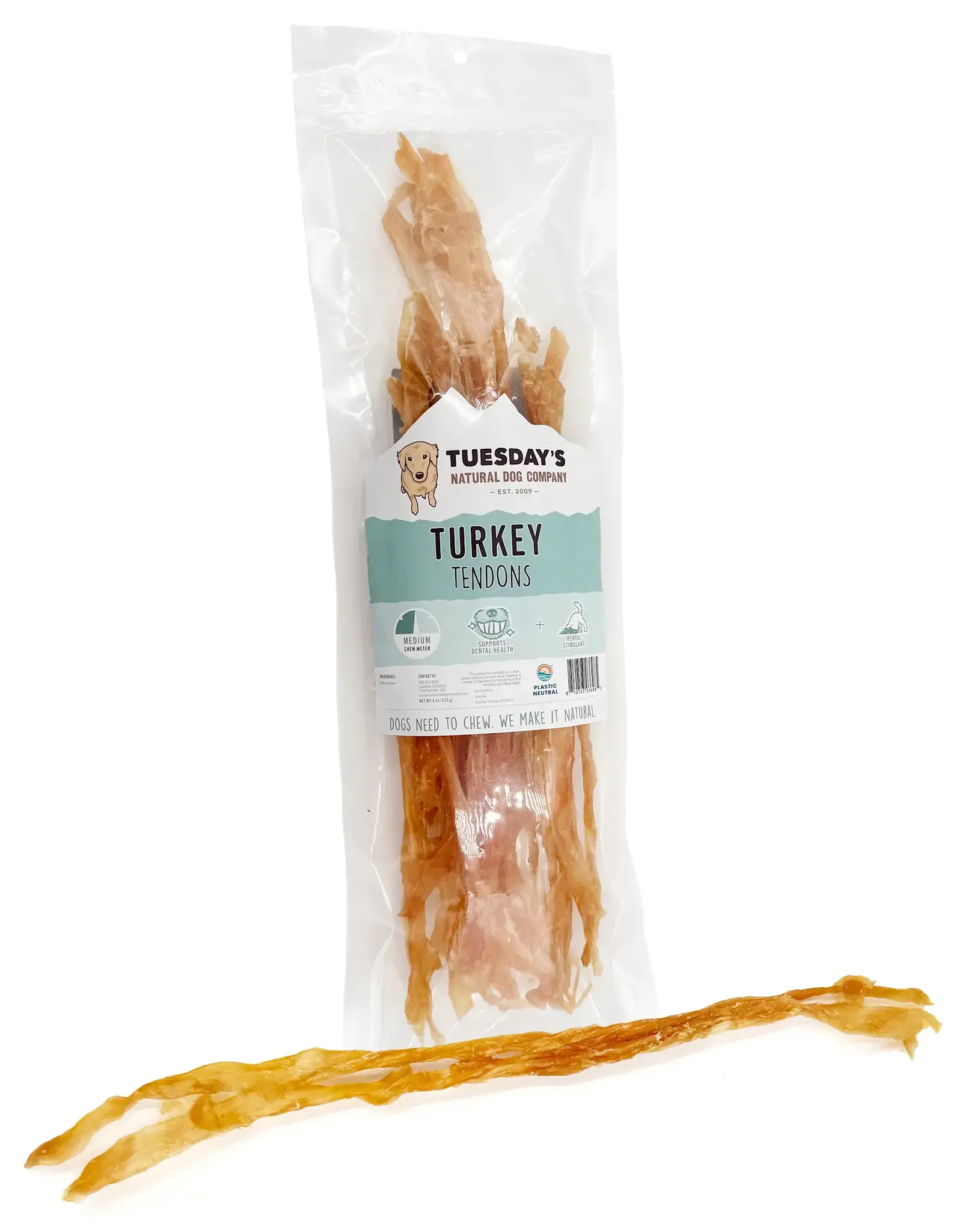 Tuesday's Natural Dog Company Turkey Tendons 4 oz
