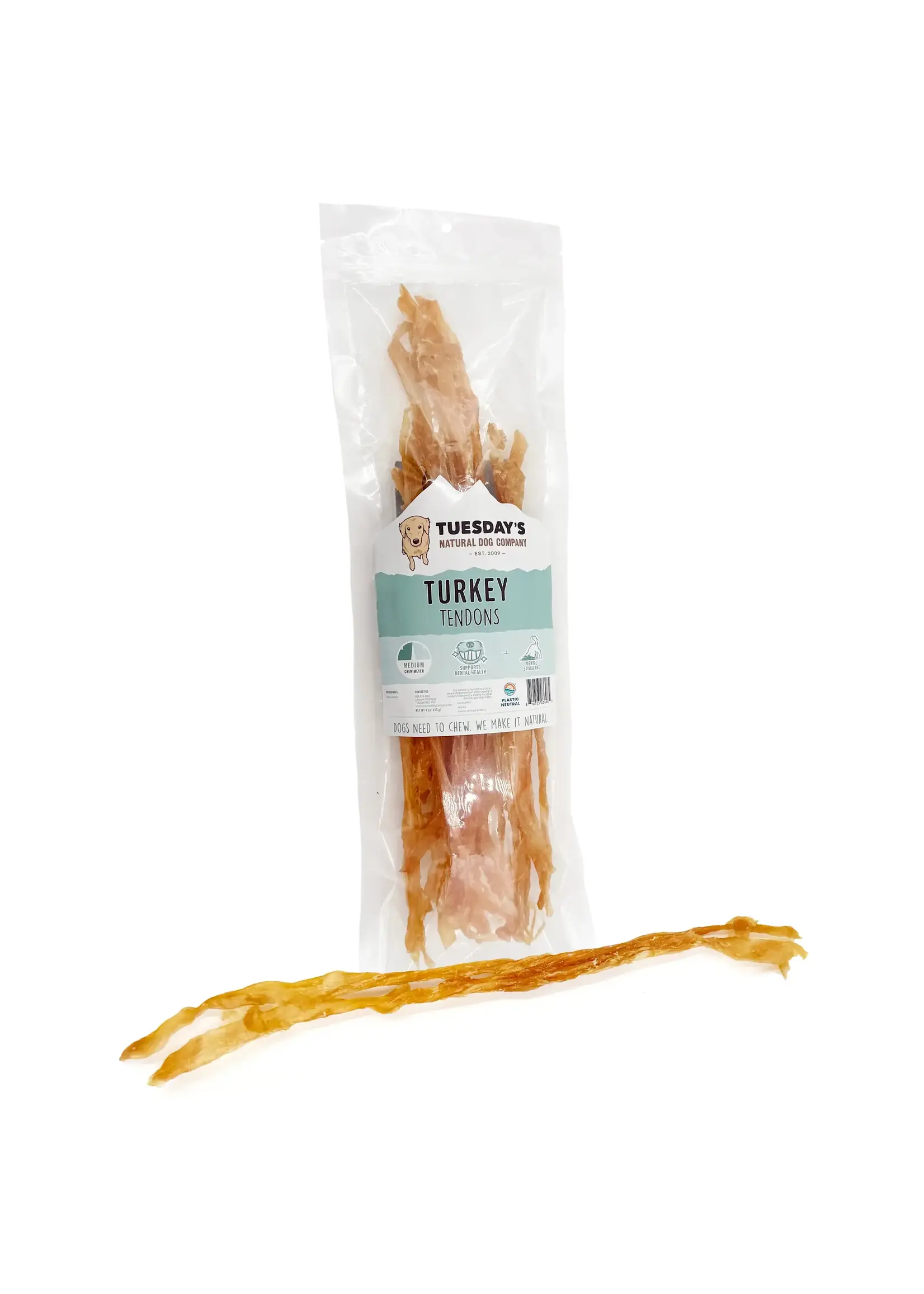 Tuesday's Natural Dog Company Turkey Tendons - 4 oz Bag
