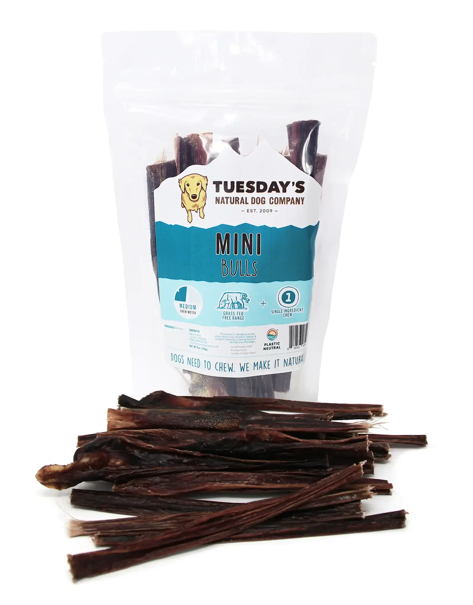 Tuesday's Natural Dog Company Mini Bulls Odor Free 6 oz