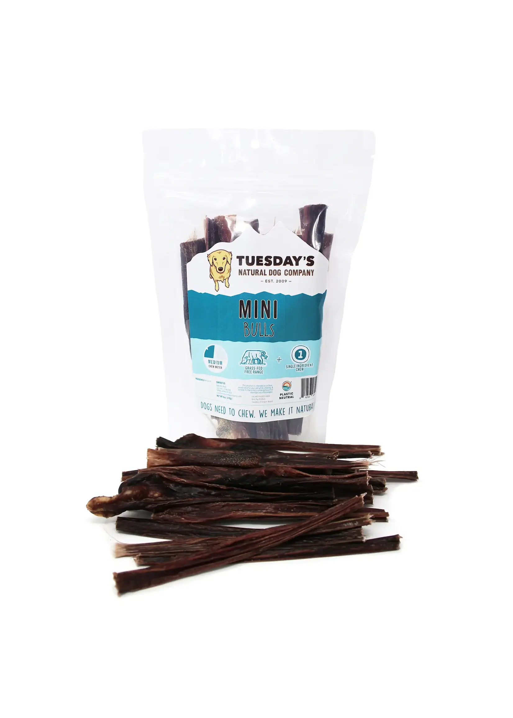 Tuesday's Natural Dog Company Mini Bulls Odor Free - 6 oz Bag