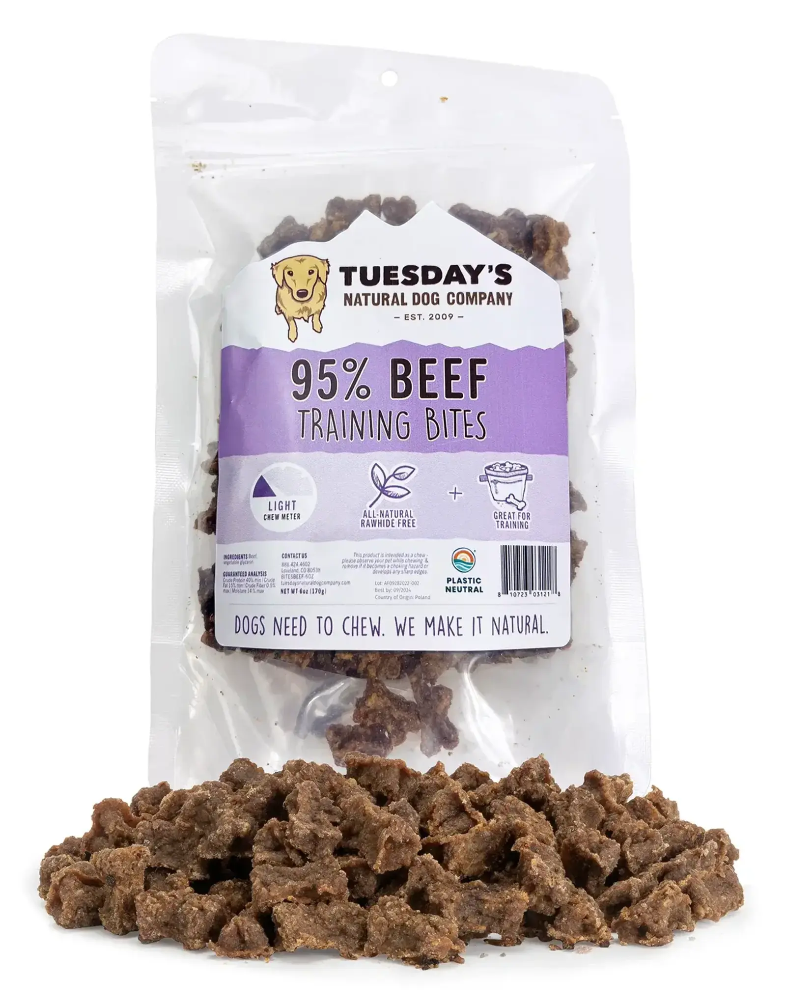 Tuesday's Natural Dog Company Beef Training Bites - 6 oz