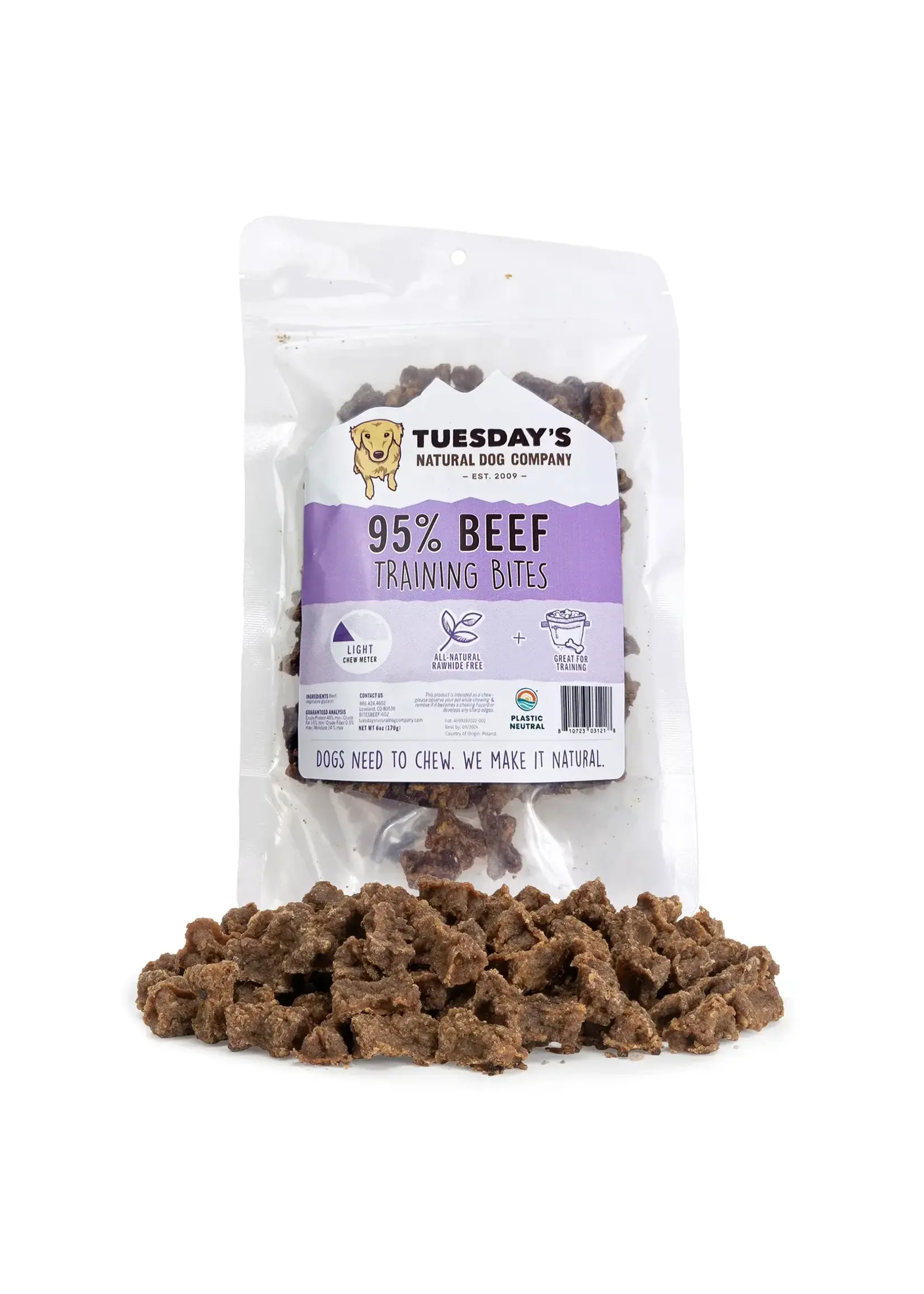 Tuesday's Natural Dog Company Beef Training Bites - 6 oz Bag