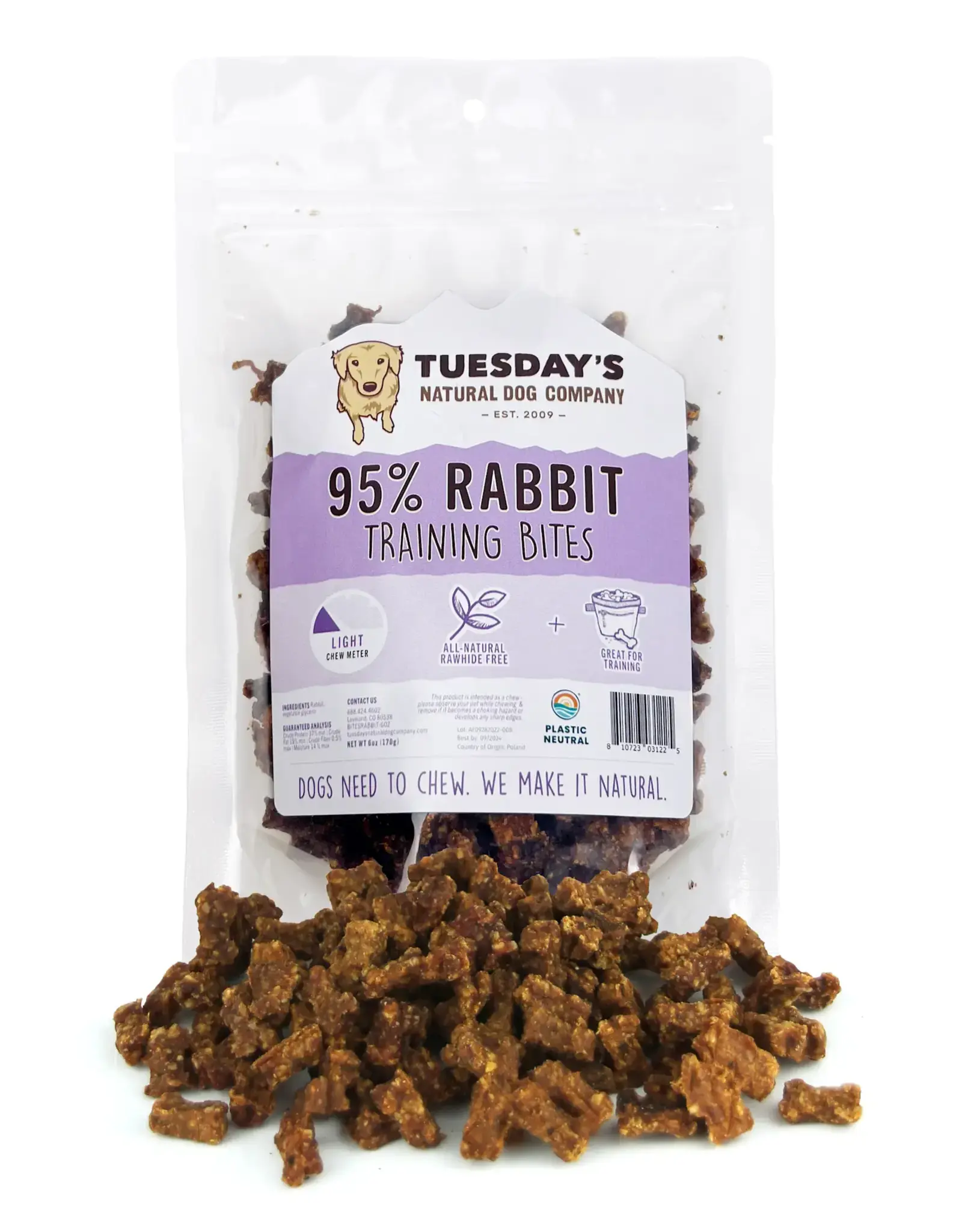 Tuesday's Natural Dog Company Rabbit Training Bites - 6 oz