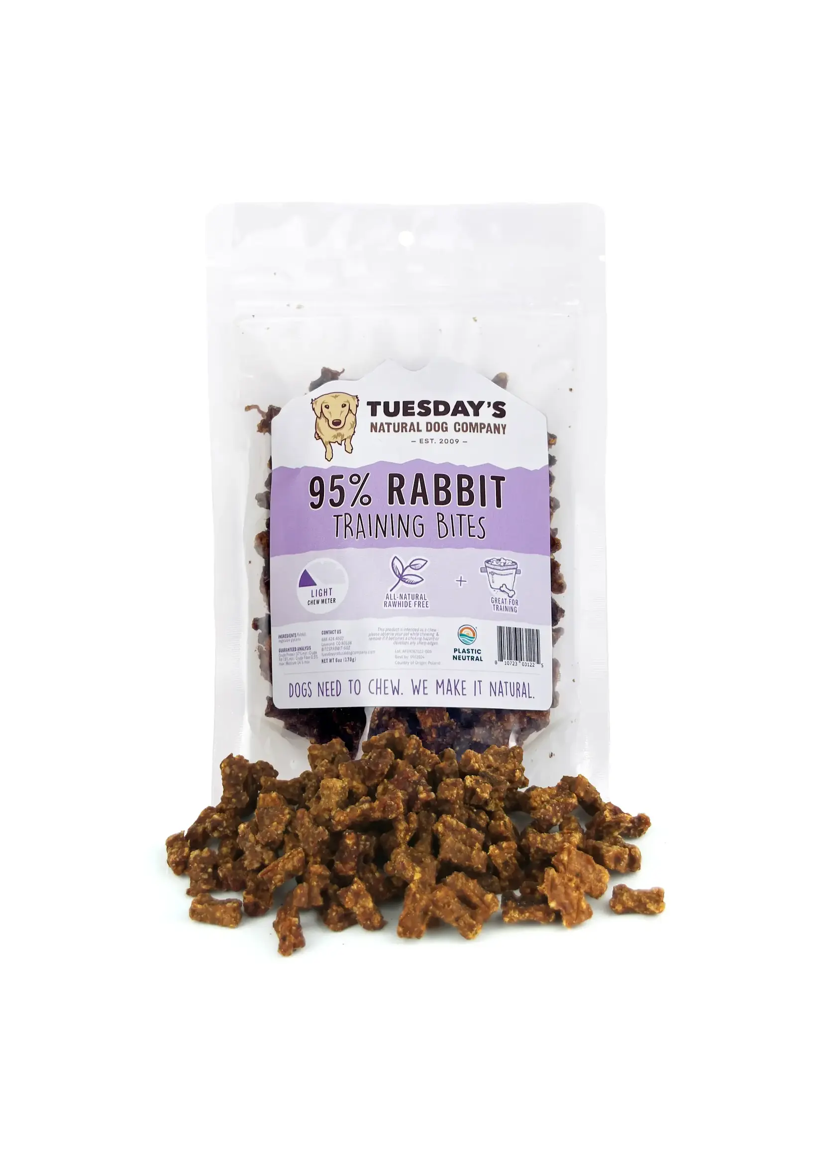 Tuesday's Natural Dog Company Rabbit Training Bites - 6 oz Bag