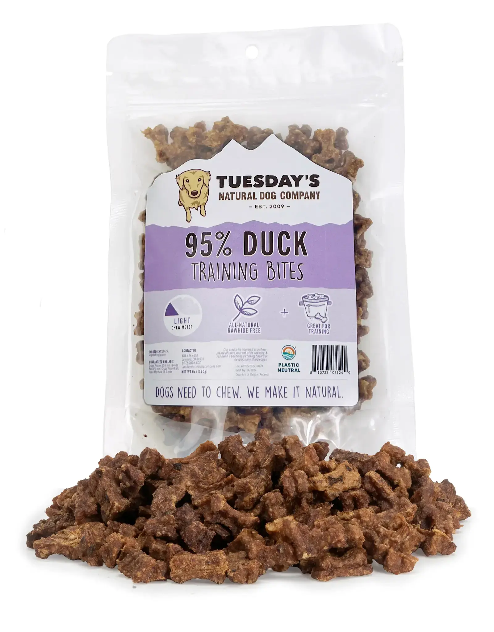 Tuesday's Natural Dog Company Duck Training Bites - 6 oz