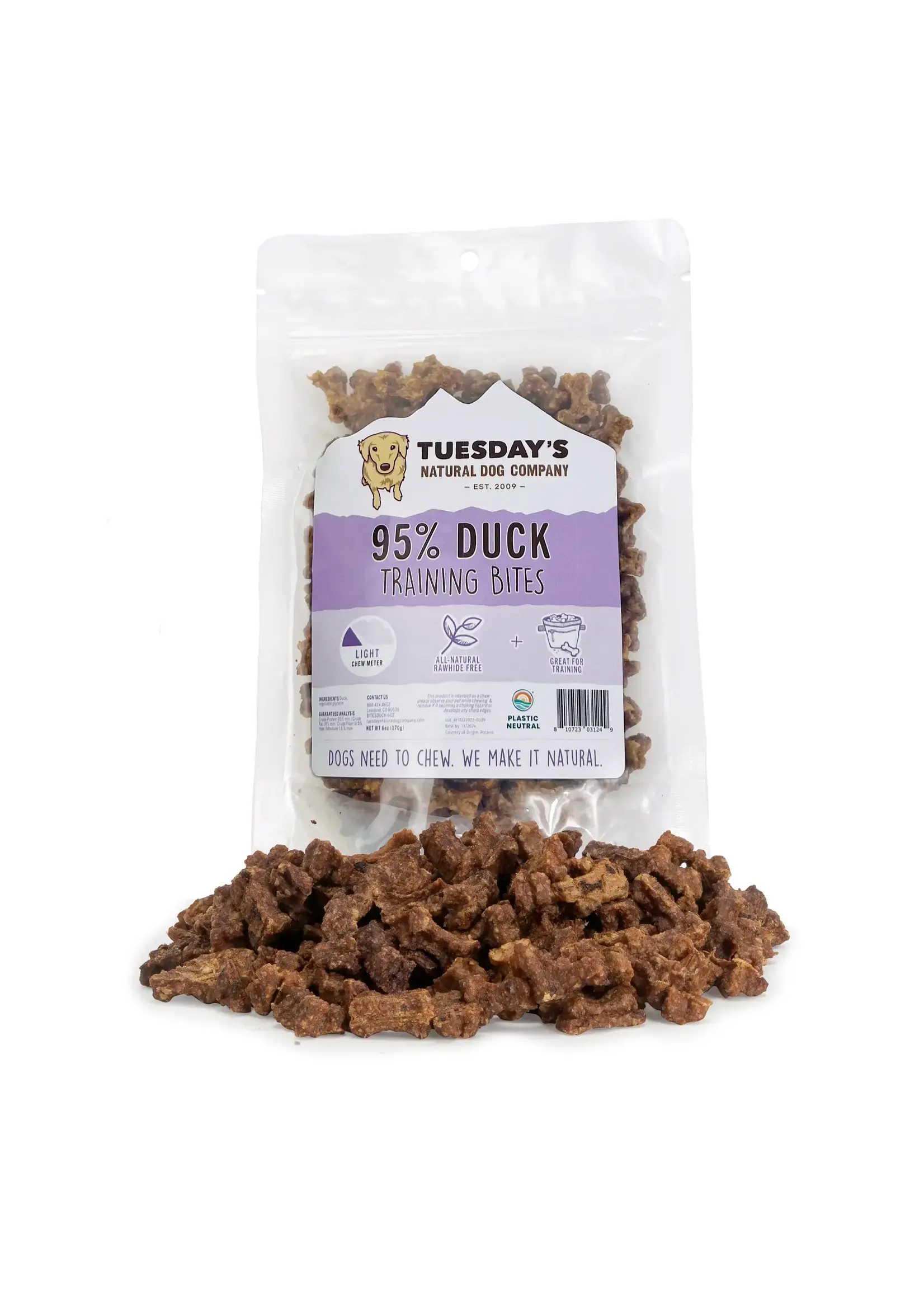 Tuesday's Natural Dog Company Duck Training Bites - 6 oz Bag