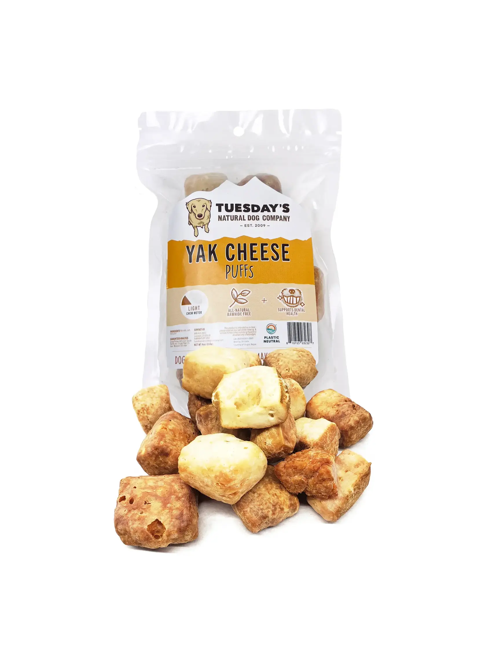 Tuesday's Natural Dog Company Yak Cheese Puffs - 4 oz Bag