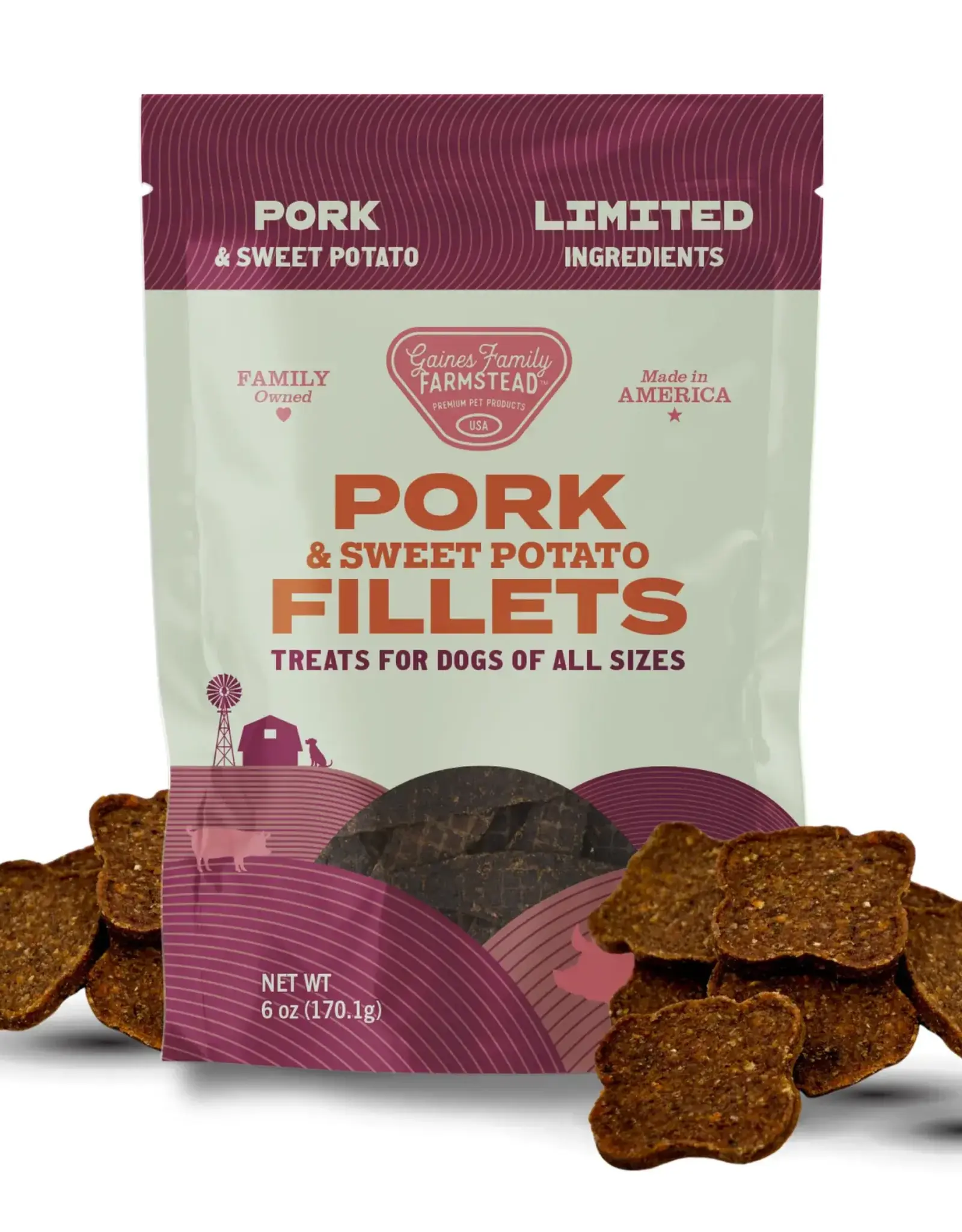 Gaines Family Farmstead Pork & Sweet Potato Fillets Dog Treats - 8 oz