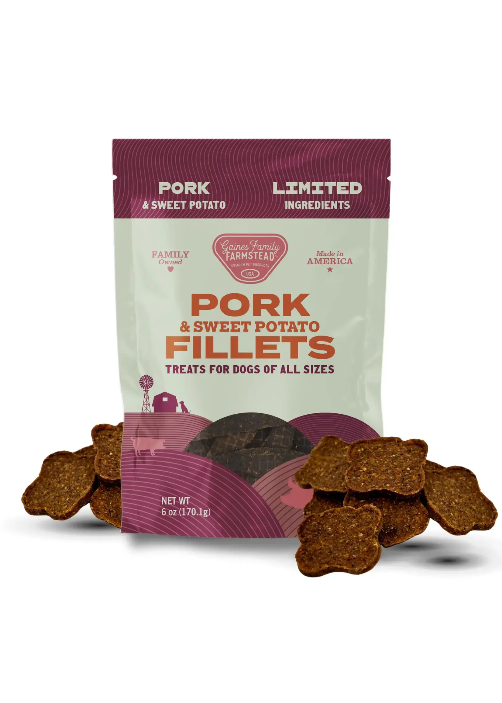 Gaines Family Farmstead Pork & Sweet Potato Fillets Dog Treats - 8 oz