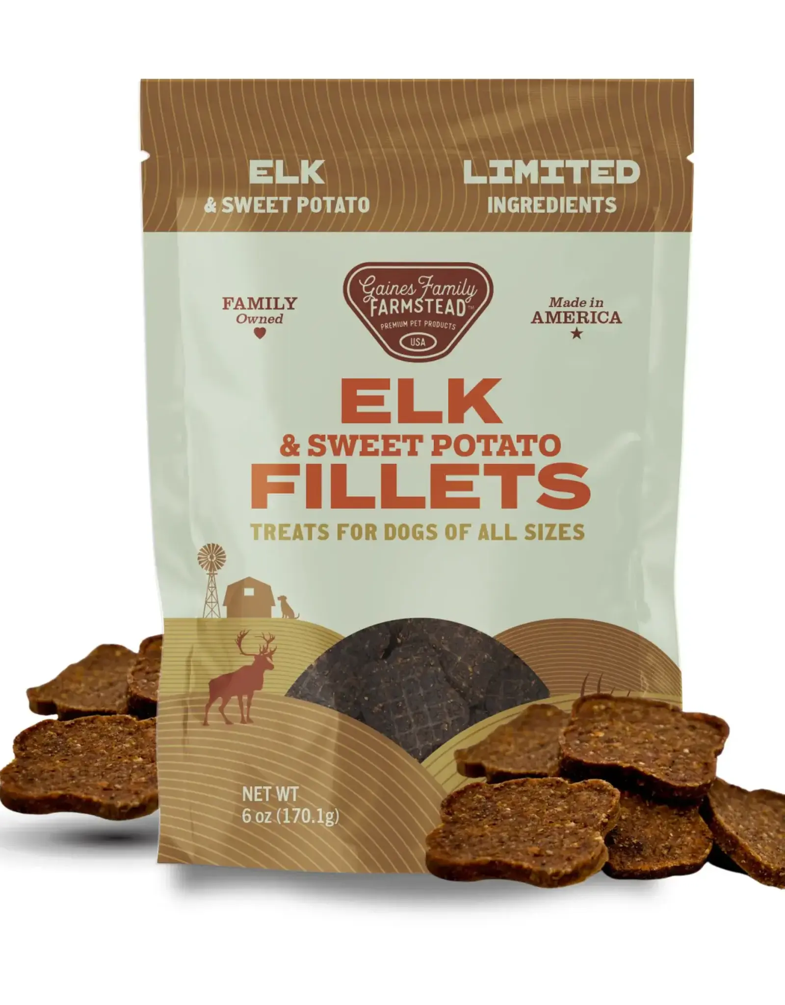 Gaines Family Farmstead Elk & Sweet Potato Fillets Dog Treats - 8 oz