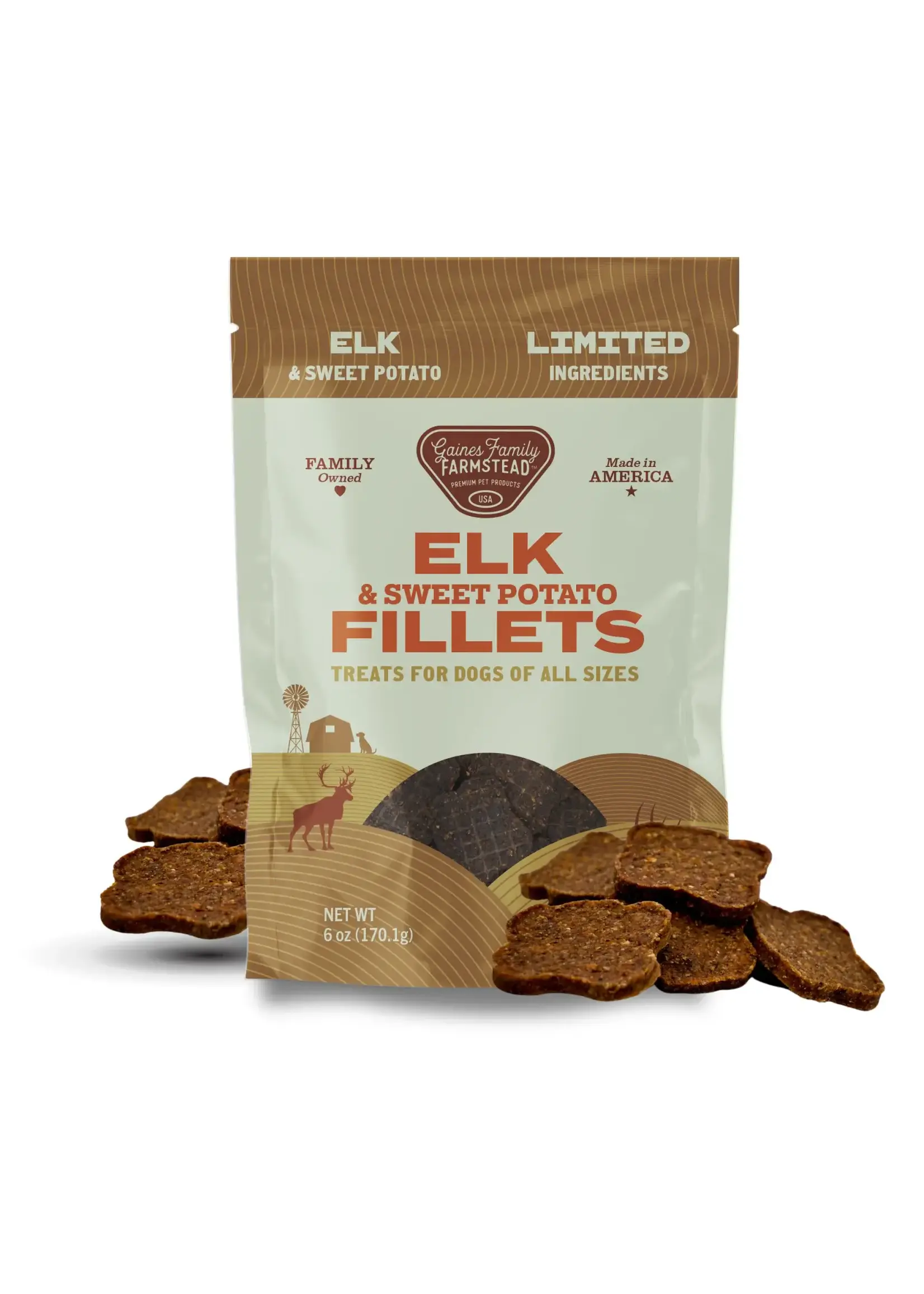 Gaines Family Farmstead Elk & Sweet Potato Fillets Dog Treats - 8 oz