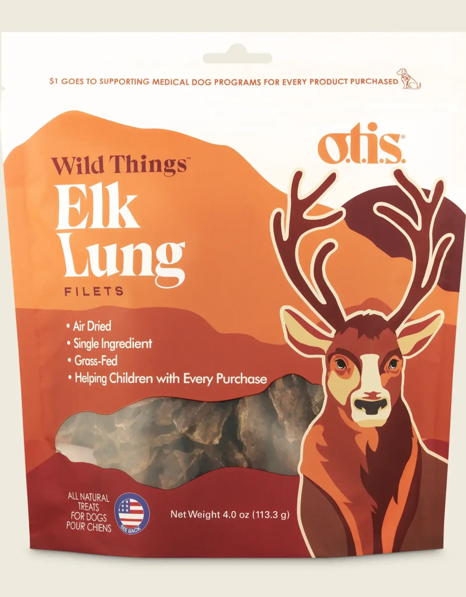 OTIS DOG WILD THINGS ELK LUNG FILETS - 4 OZ