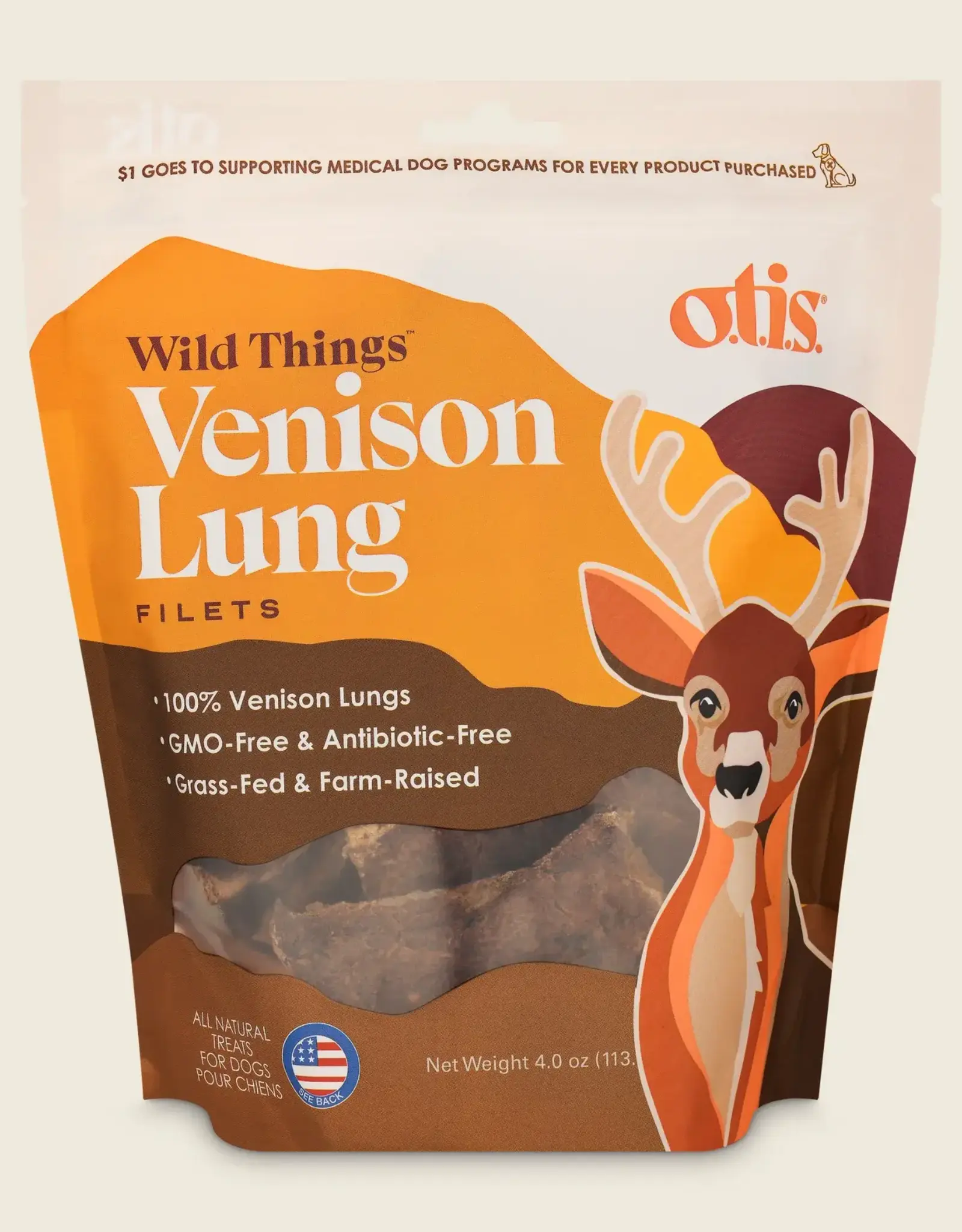 OTIS DOG WILD THINGS VENISON LUNG FILETS - 4 OZ