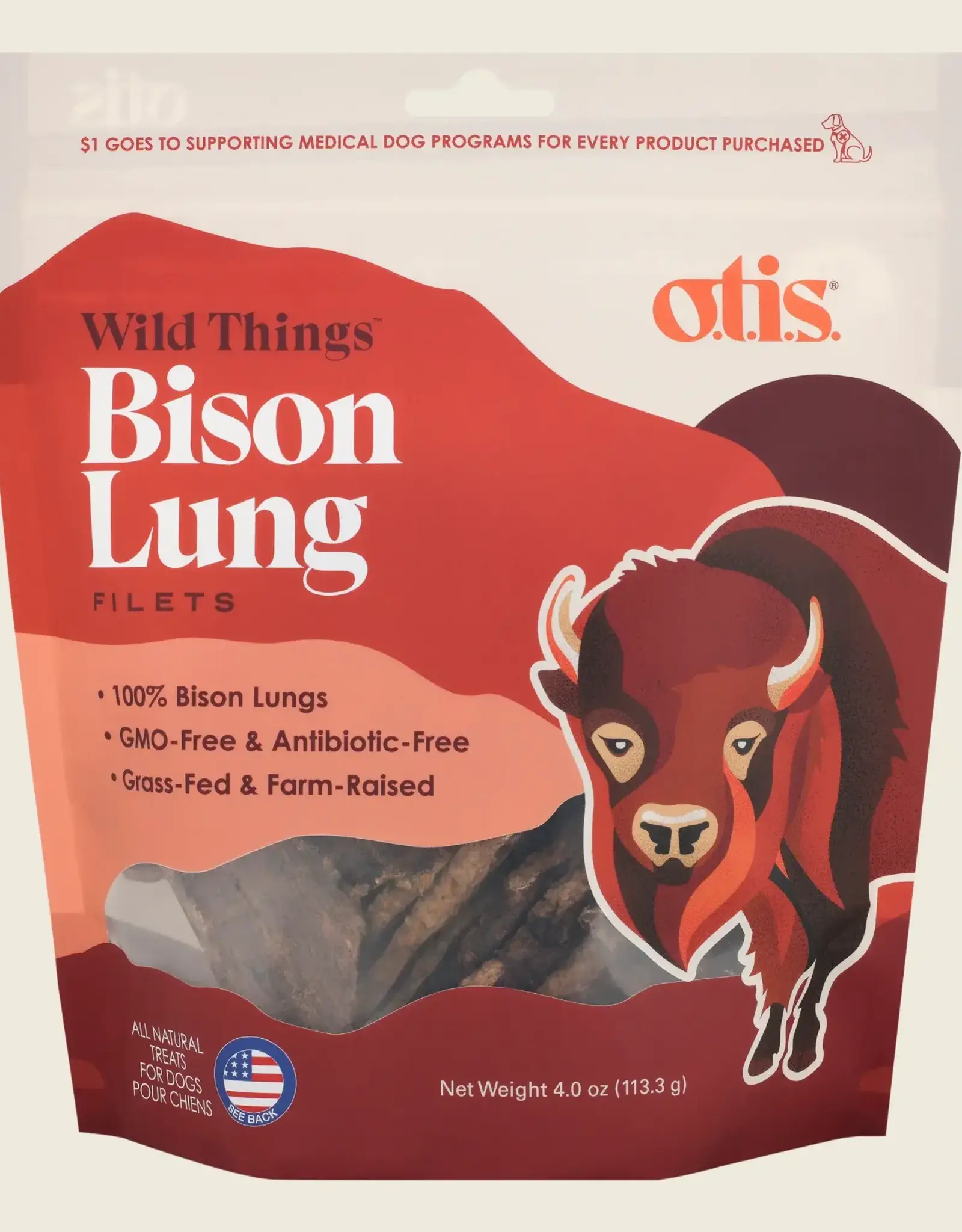 OTIS DOG WILD THINGS BISON LUNG FILETS - 4 OZ