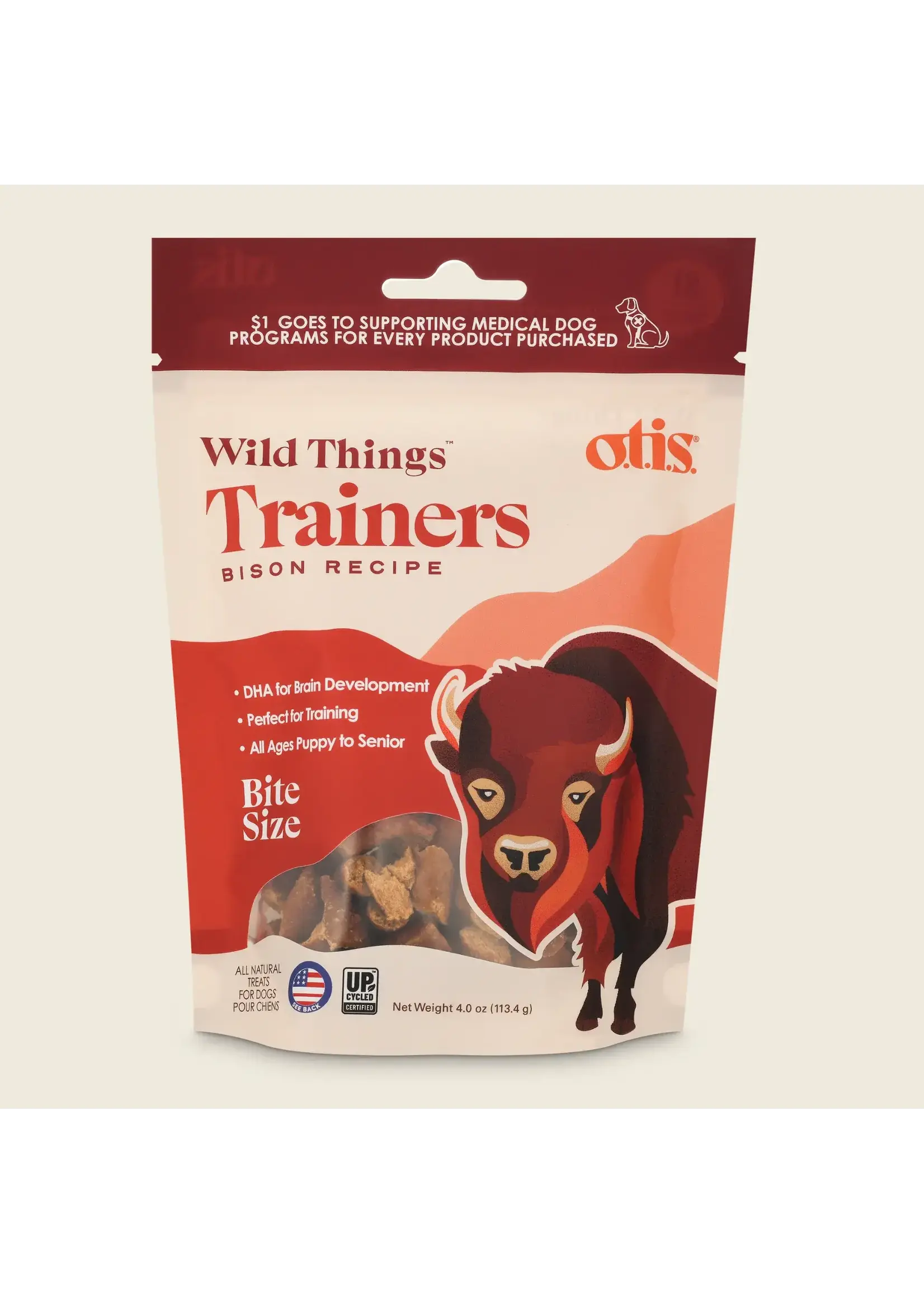 OTIS Wild Things Dog Treats Bison Trainers - 4 oz