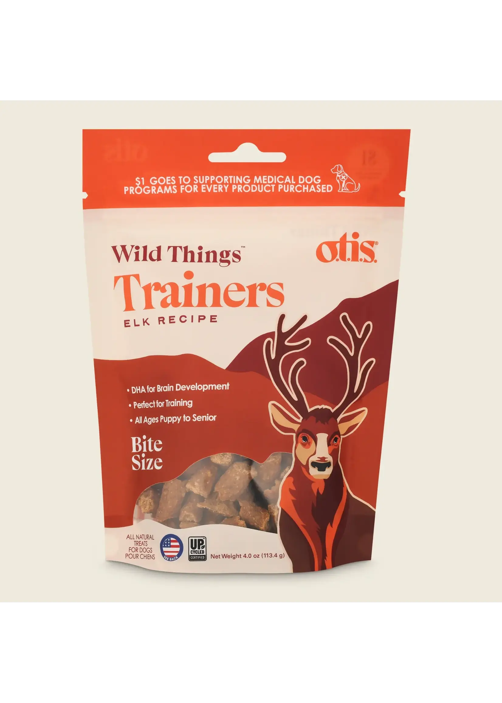 OTIS Wild Things Dog Treats Elk Trainers - 4 oz