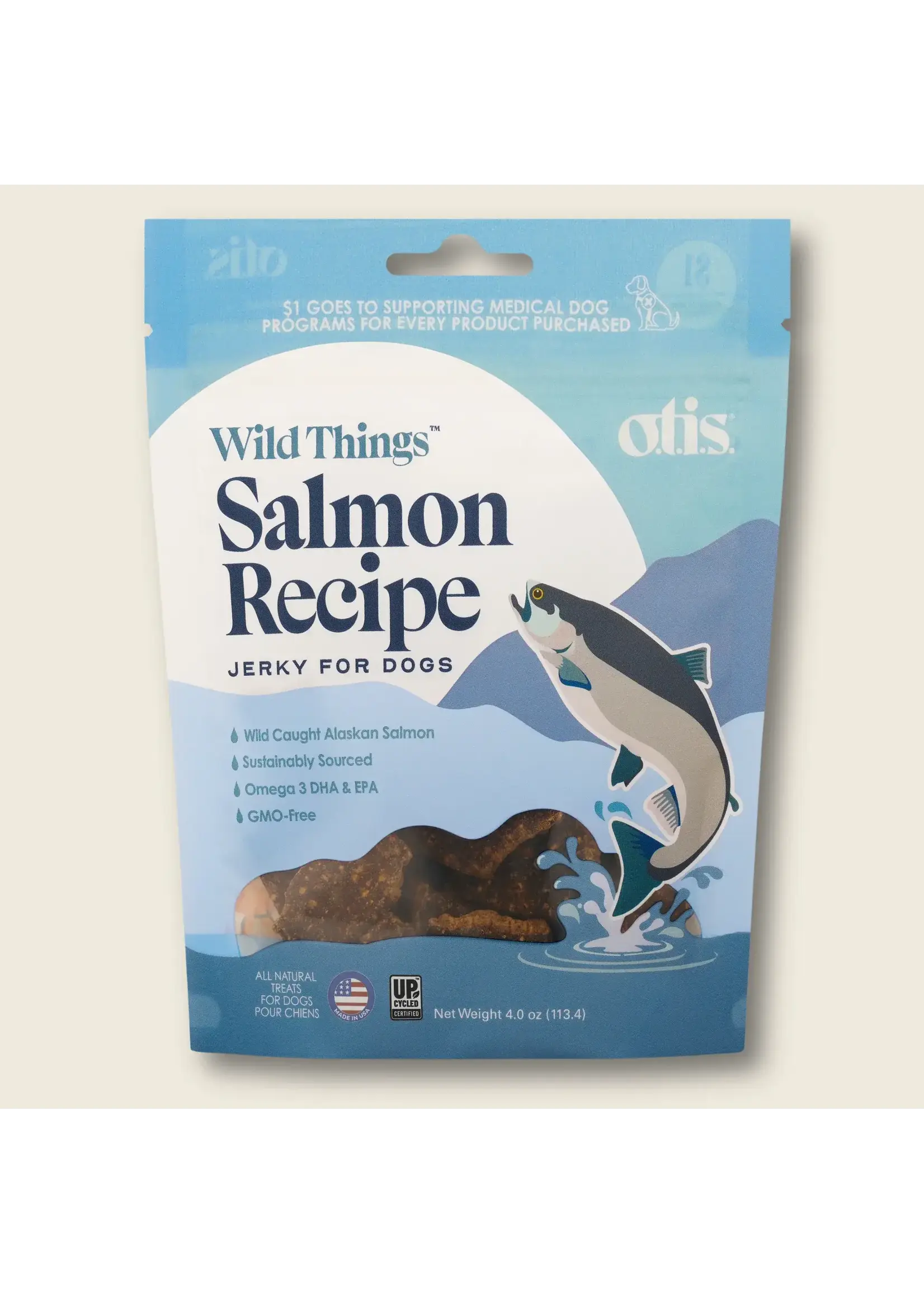 OTIS Wild Things Dog Treats Salmon Jerky - 4 oz