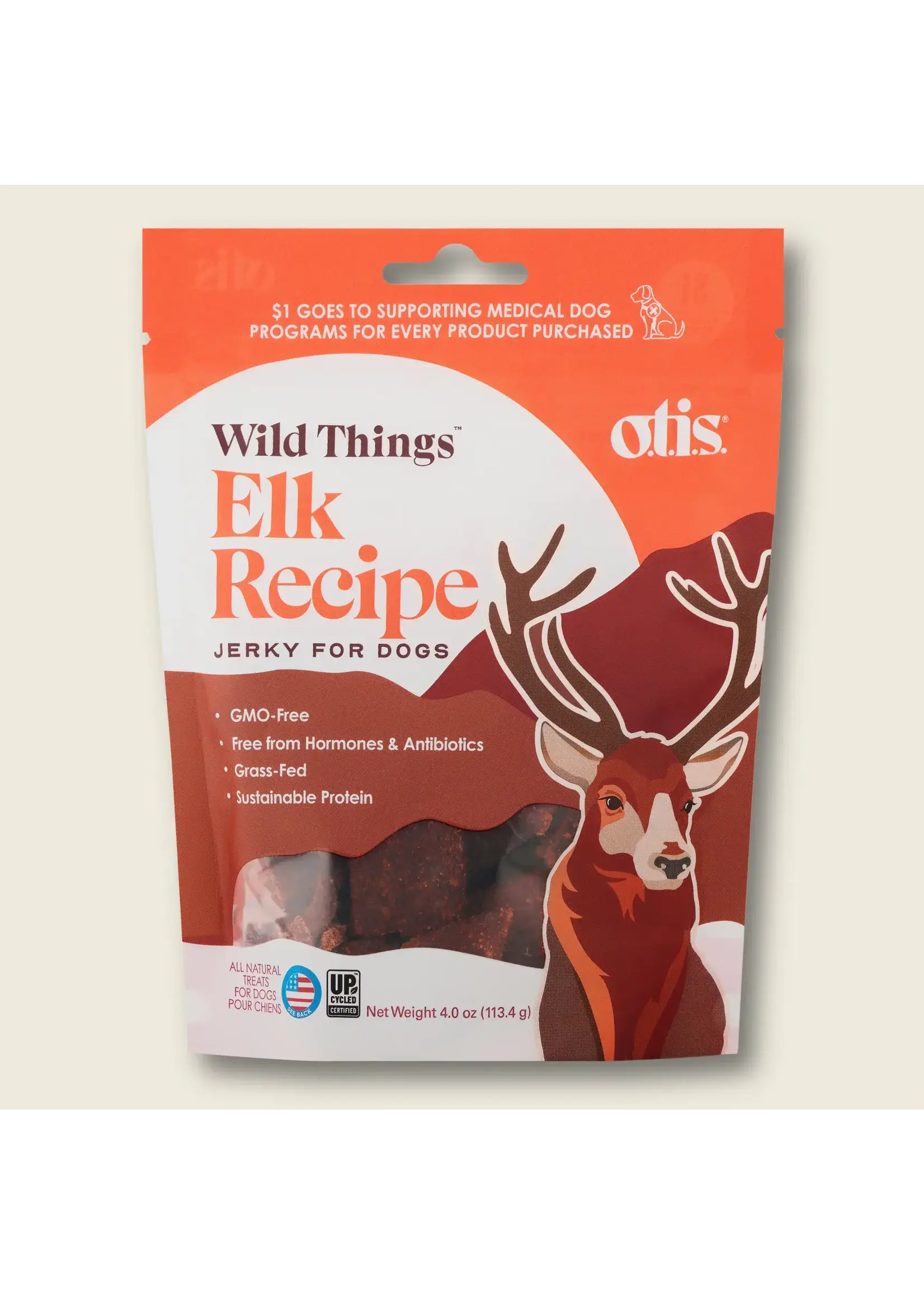 OTIS Wild Things Dog Treats Elk Jerky - 4 oz