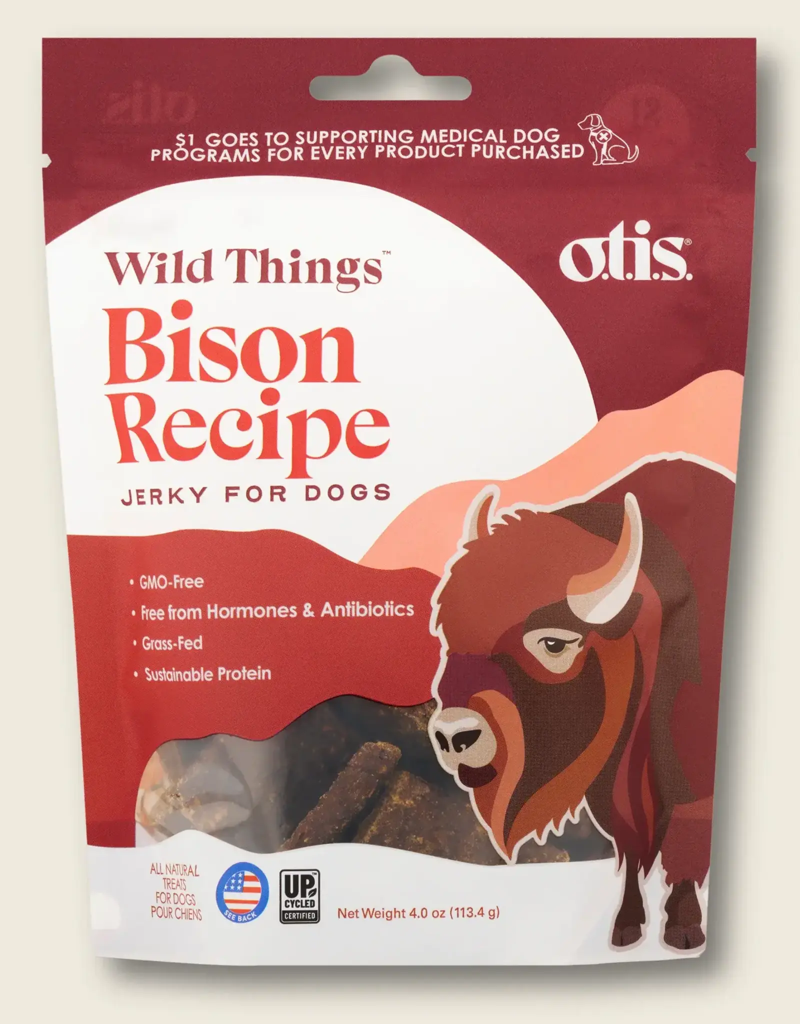 OTIS DOG WILD THINGS BISON JERKY - 4 OZ