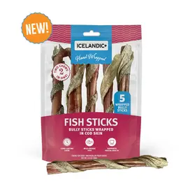Icelandic+ Icelandic+ Bully Stick Wrapped With Fish Skin 6" - 5 Count