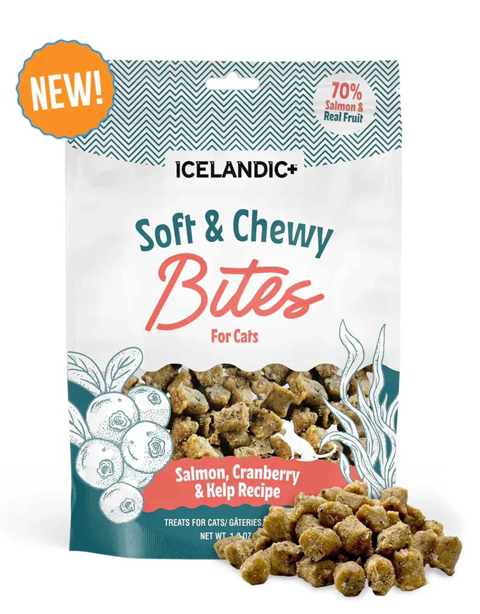 Icelandic+ Icelandic+ Soft & Chewy Bites Salmon, Cranberry, & Kelp Cat Treats - 1.8 oz