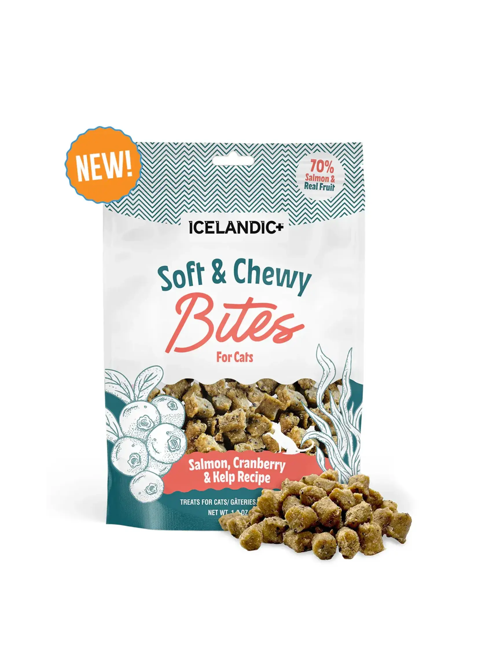 Icelandic+ Icelandic+ Soft & Chewy Bites Salmon, Cranberry, & Kelp Cat Treats - 1.8 oz