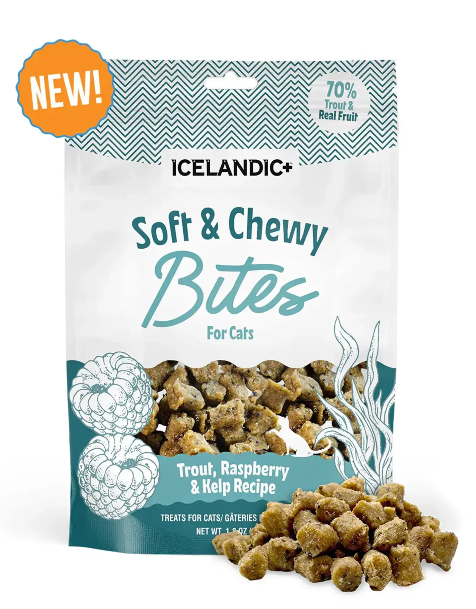 Icelandic+ Icelandic+ Soft & Chewy Bites Trout, Raspberry, & Kelp Cat Treats - 1.8 oz
