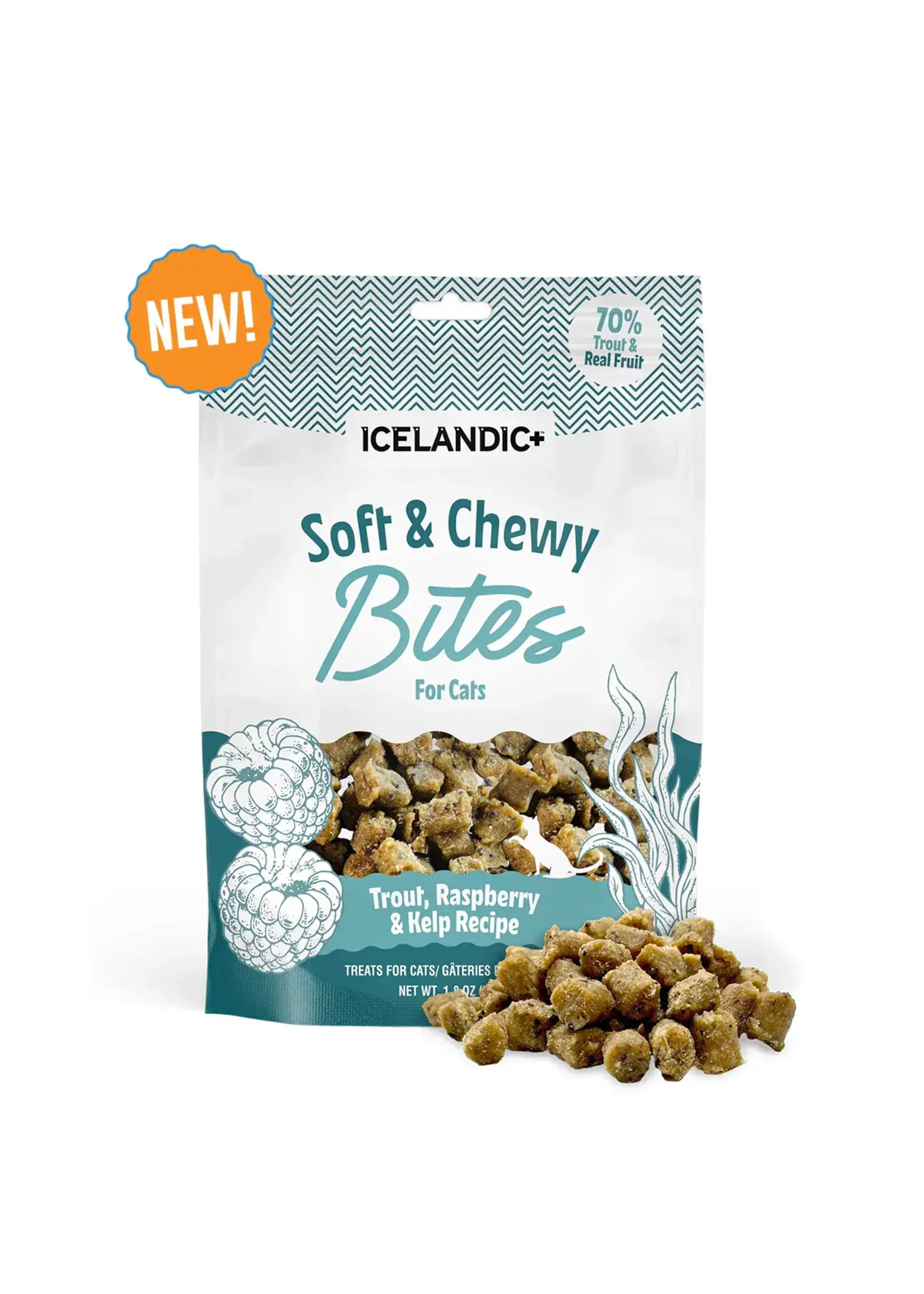 Icelandic+ Icelandic+ Soft & Chewy Bites Trout, Raspberry, & Kelp Cat Treats - 1.8 oz
