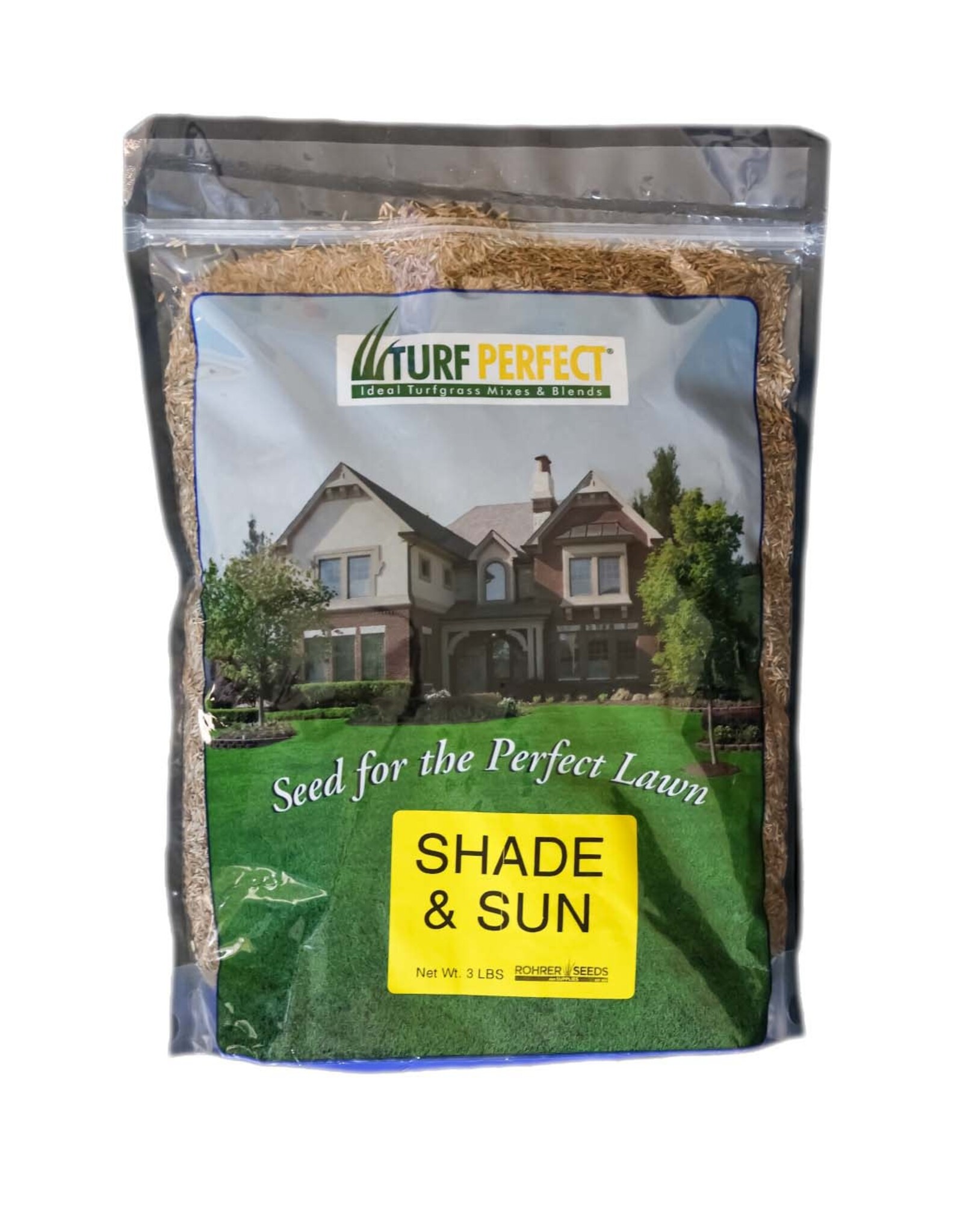 Rohrer Seeds Turf Perfect Shade & Sun Grass Seed Lawn Mix - 3 lb