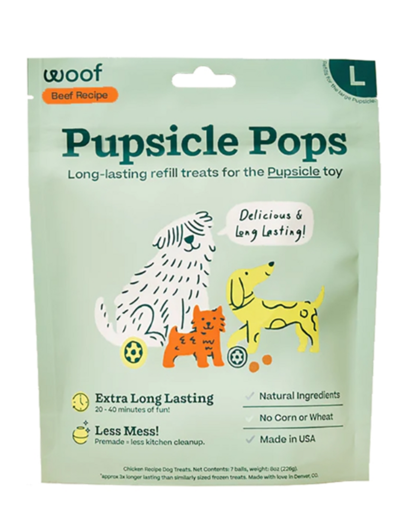 Woof Woof Dog Pupsicle Pops Peanut Butter & Beef Refill - 8 oz, Large
