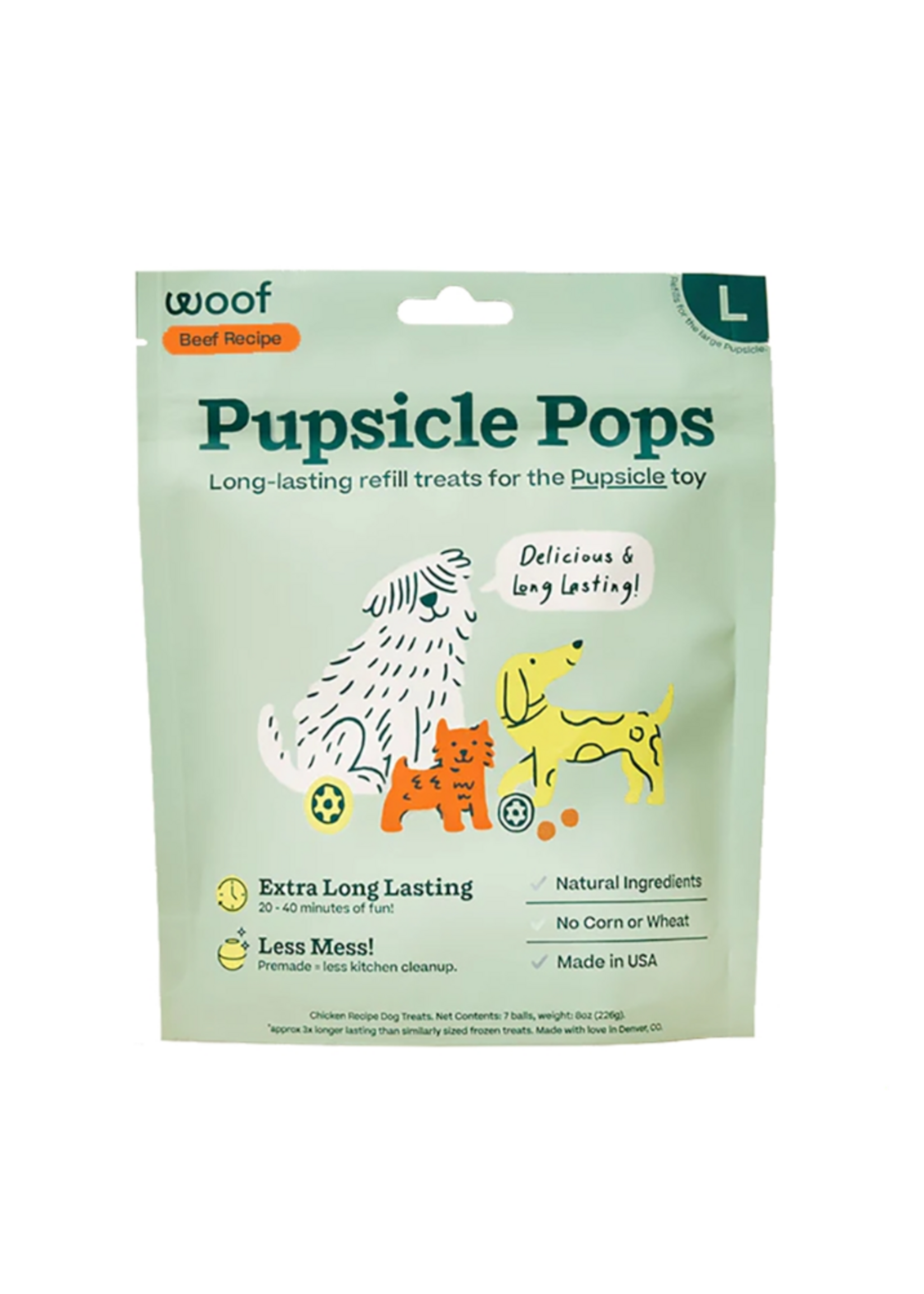 Woof Woof Dog Pupsicle Pops Peanut Butter & Beef Refill - 8 oz, Large
